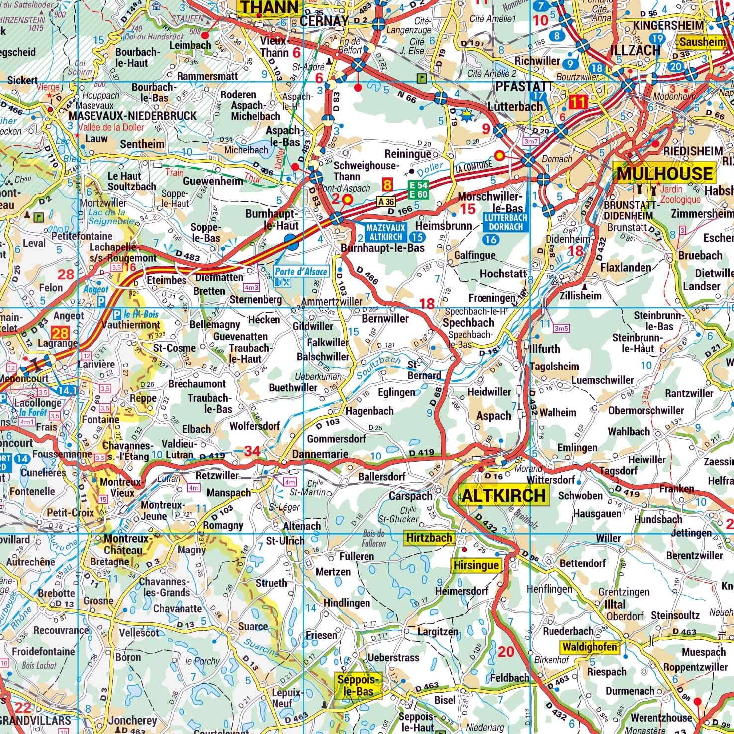 Poster - Haut-Rhin (119 x 85 cm) | Blay Foldex carte murale roulée (en tube) Blay Foldex