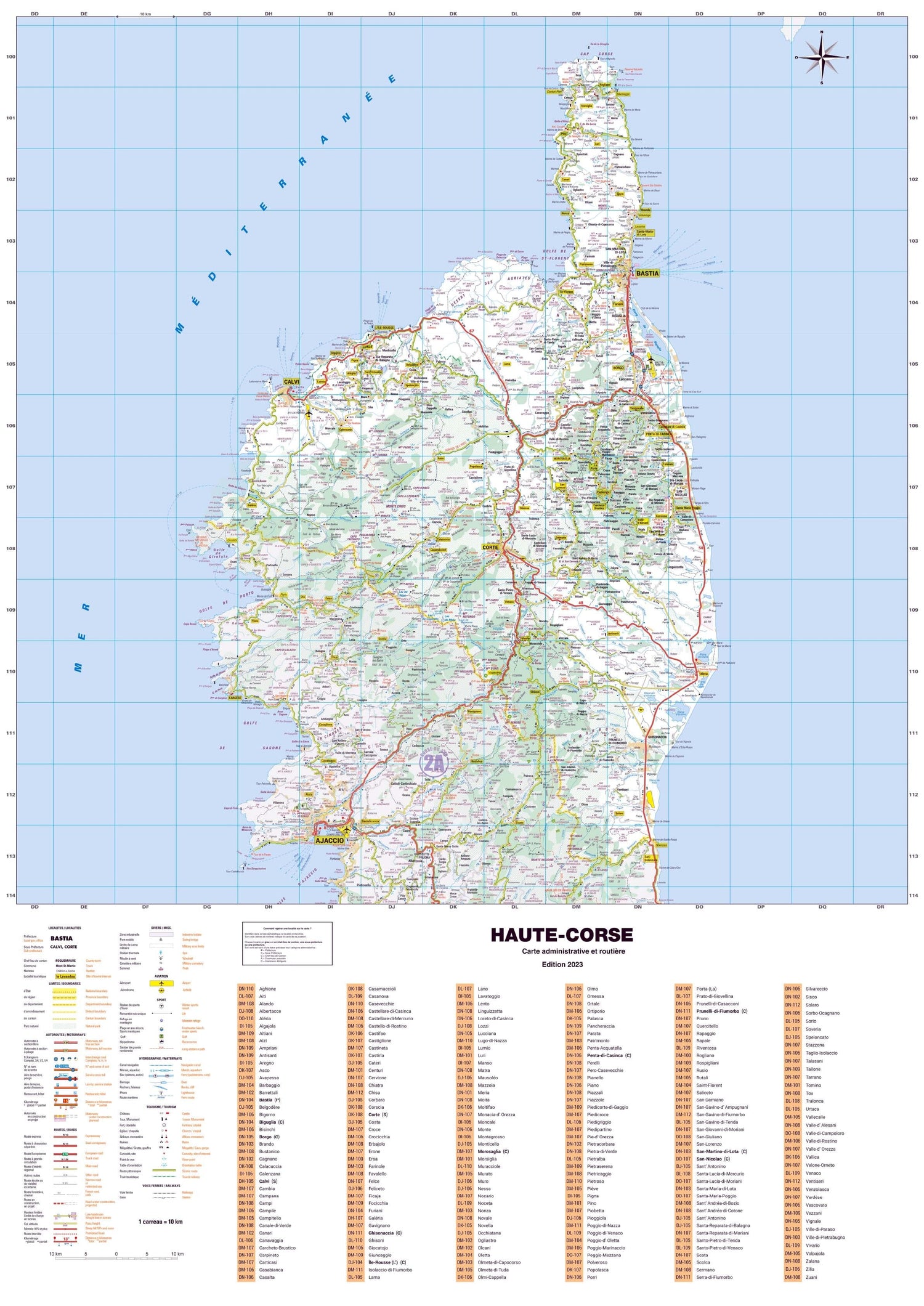 Poster - Haute-Corse (119 x 85 cm) | Blay Foldex carte murale roulée (en tube) Blay Foldex
