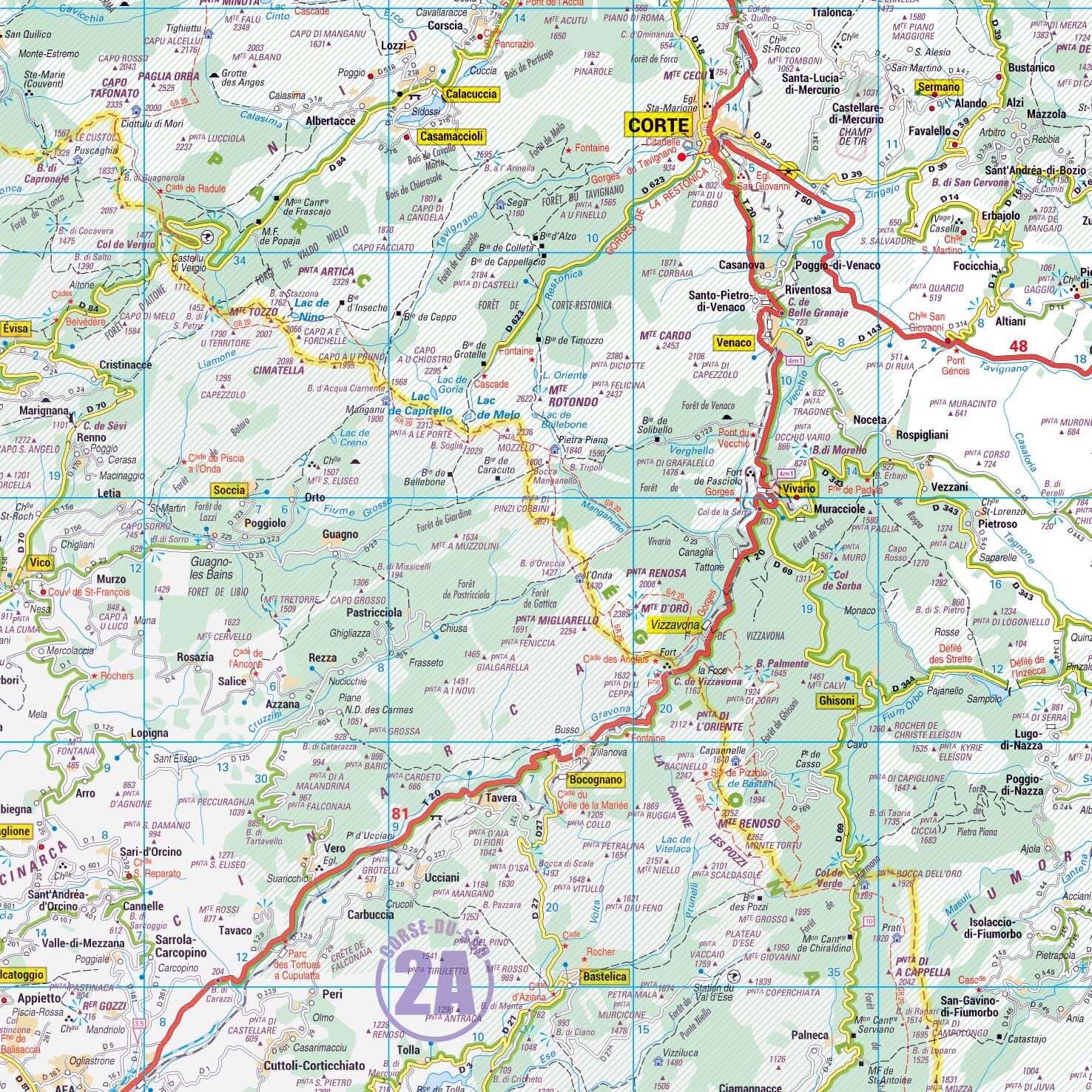 Poster - Haute-Corse (119 x 85 cm) | Blay Foldex carte murale roulée (en tube) Blay Foldex