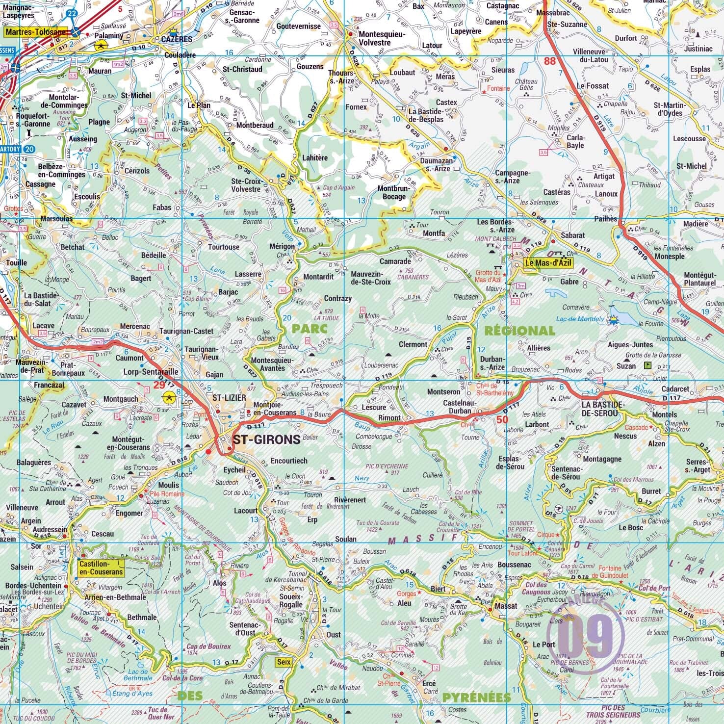 Poster - Haute-Garonne (119 x 85 cm) | Blay Foldex carte murale roulée (en tube) Blay Foldex