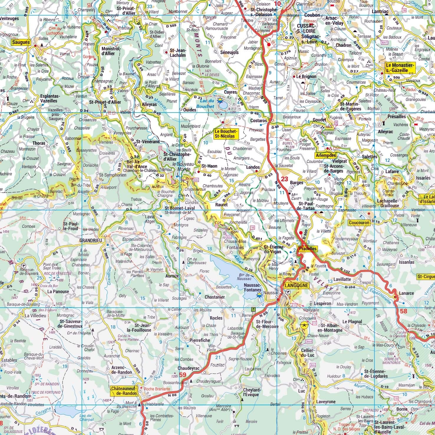 Poster - Haute-Loire (119 x 85 cm) | Blay Foldex carte murale roulée (en tube) Blay Foldex