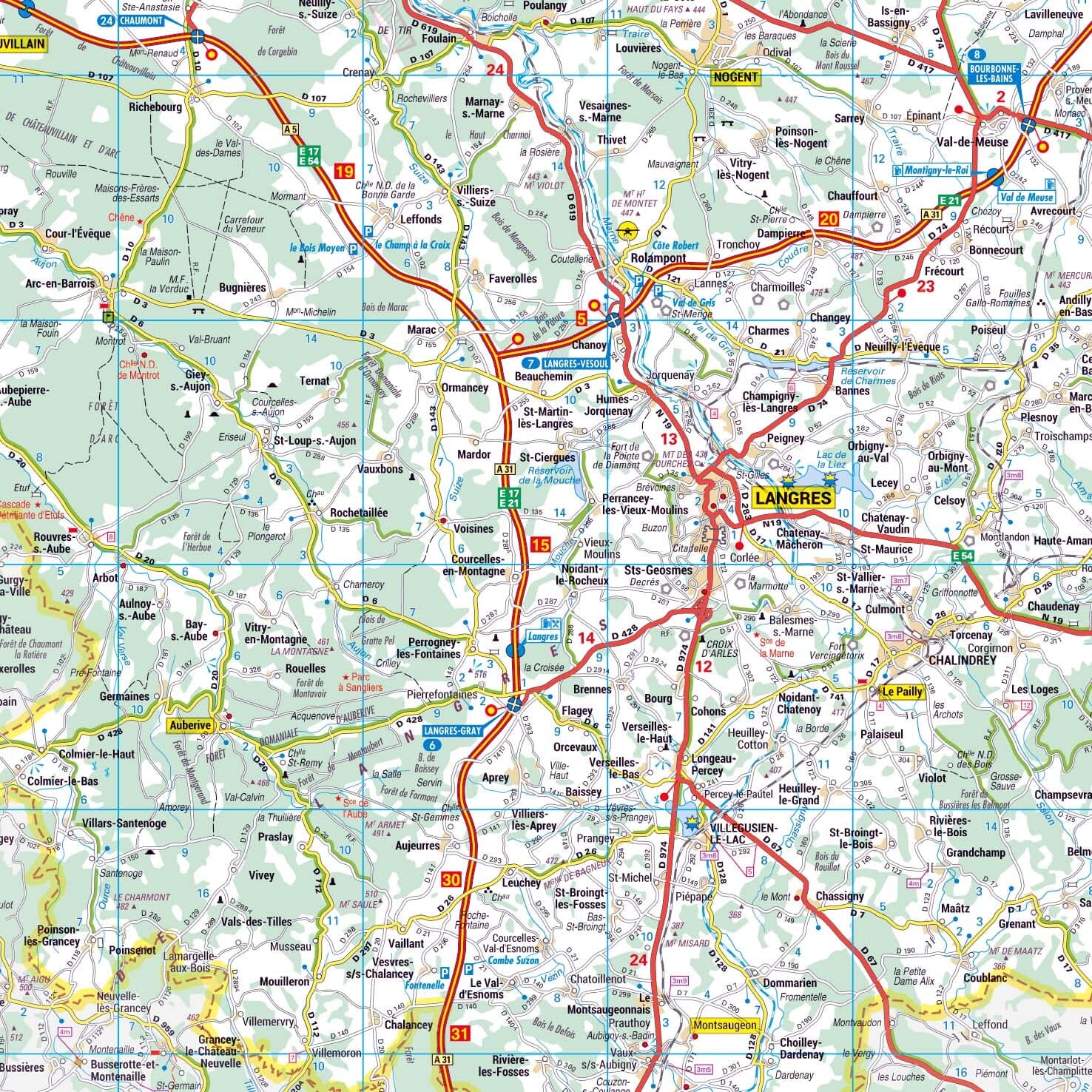 Poster - Haute-Marne (119 x 85 cm) | Blay Foldex carte murale roulée (en tube) Blay Foldex