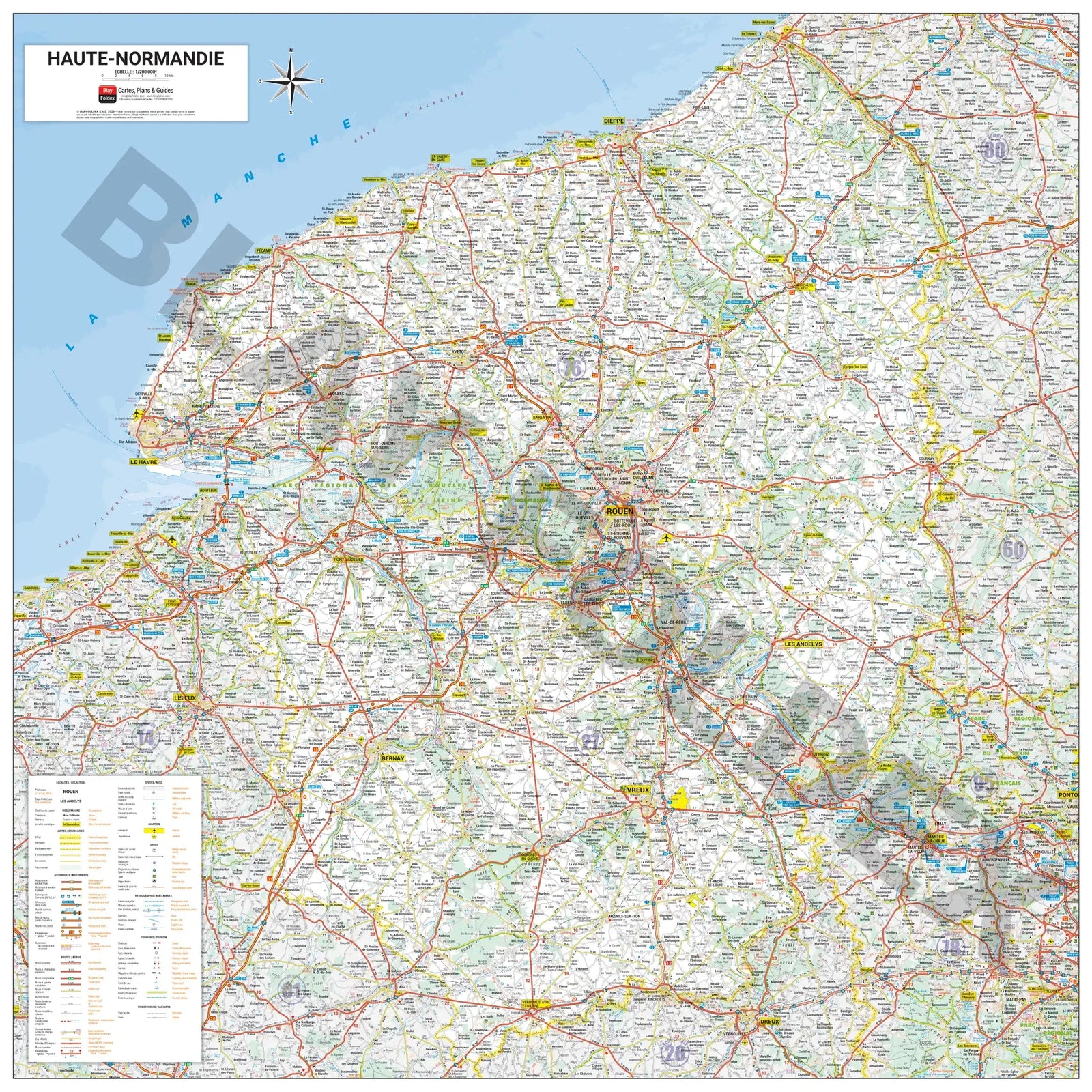 Poster - Haute-Normandie (82 × 82 cm) | Blay Foldex carte murale roulée (en tube) Blay Foldex