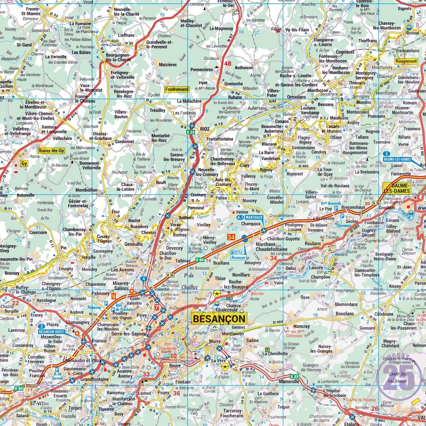 Poster - Haute-Saône (119 x 85 cm) | Blay Foldex carte murale roulée (en tube) Blay Foldex