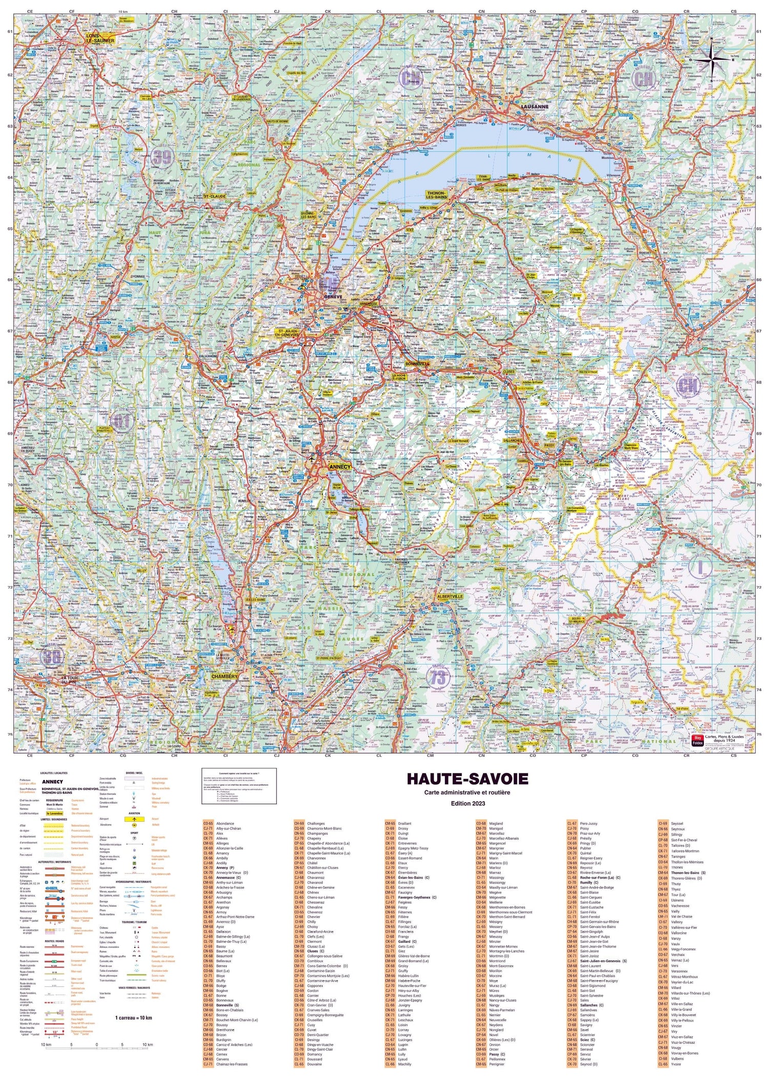 Poster - Haute-Savoie (119 x 85 cm) | Blay Foldex carte murale roulée (en tube) Blay Foldex