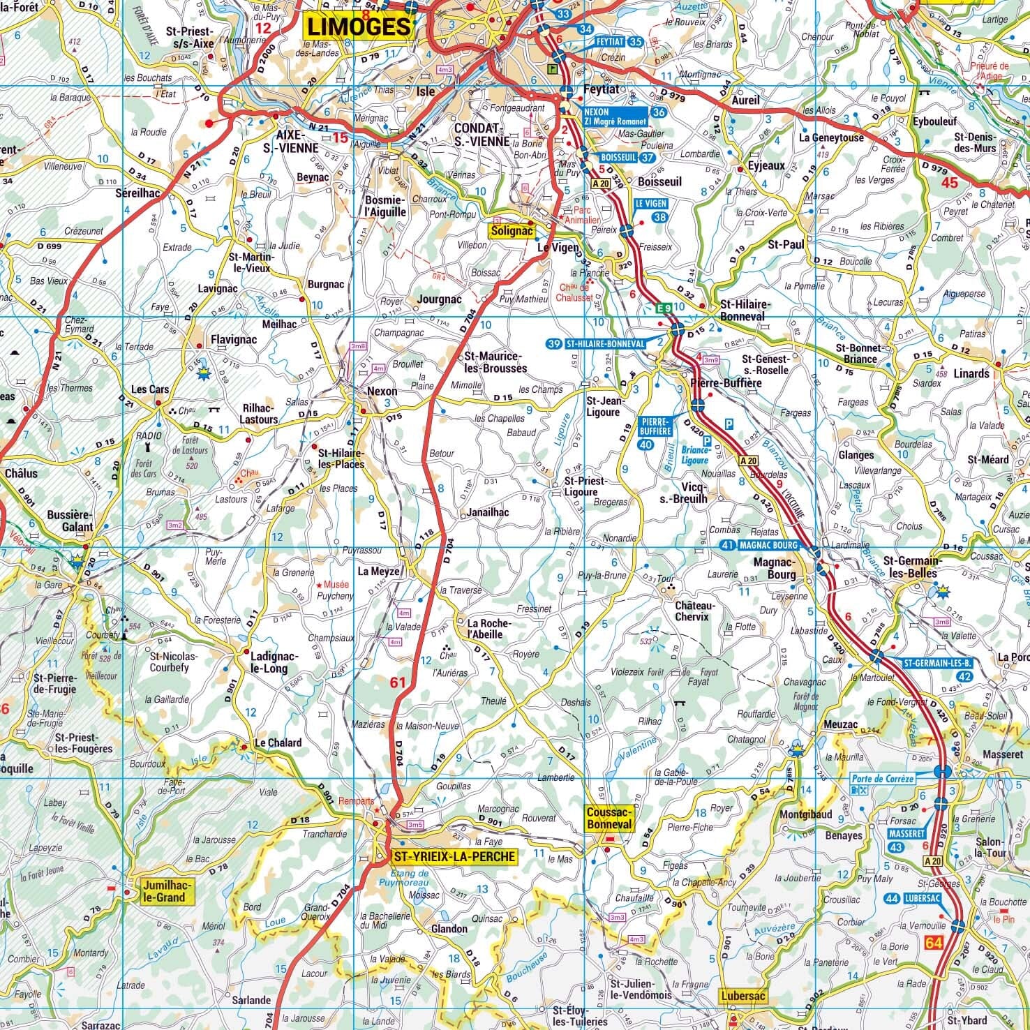 Poster - Haute-Vienne (119 x 85 cm) | Blay Foldex carte murale roulée (en tube) Blay Foldex