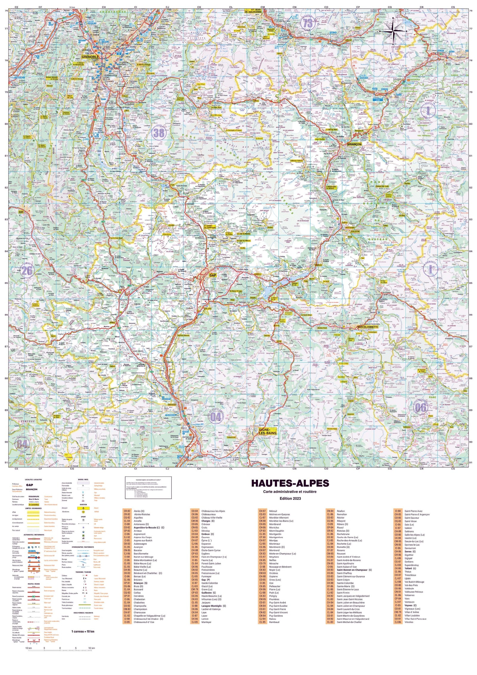 Poster - Hautes-Alpes (119 x 85 cm) | Blay Foldex carte murale roulée (en tube) Blay Foldex