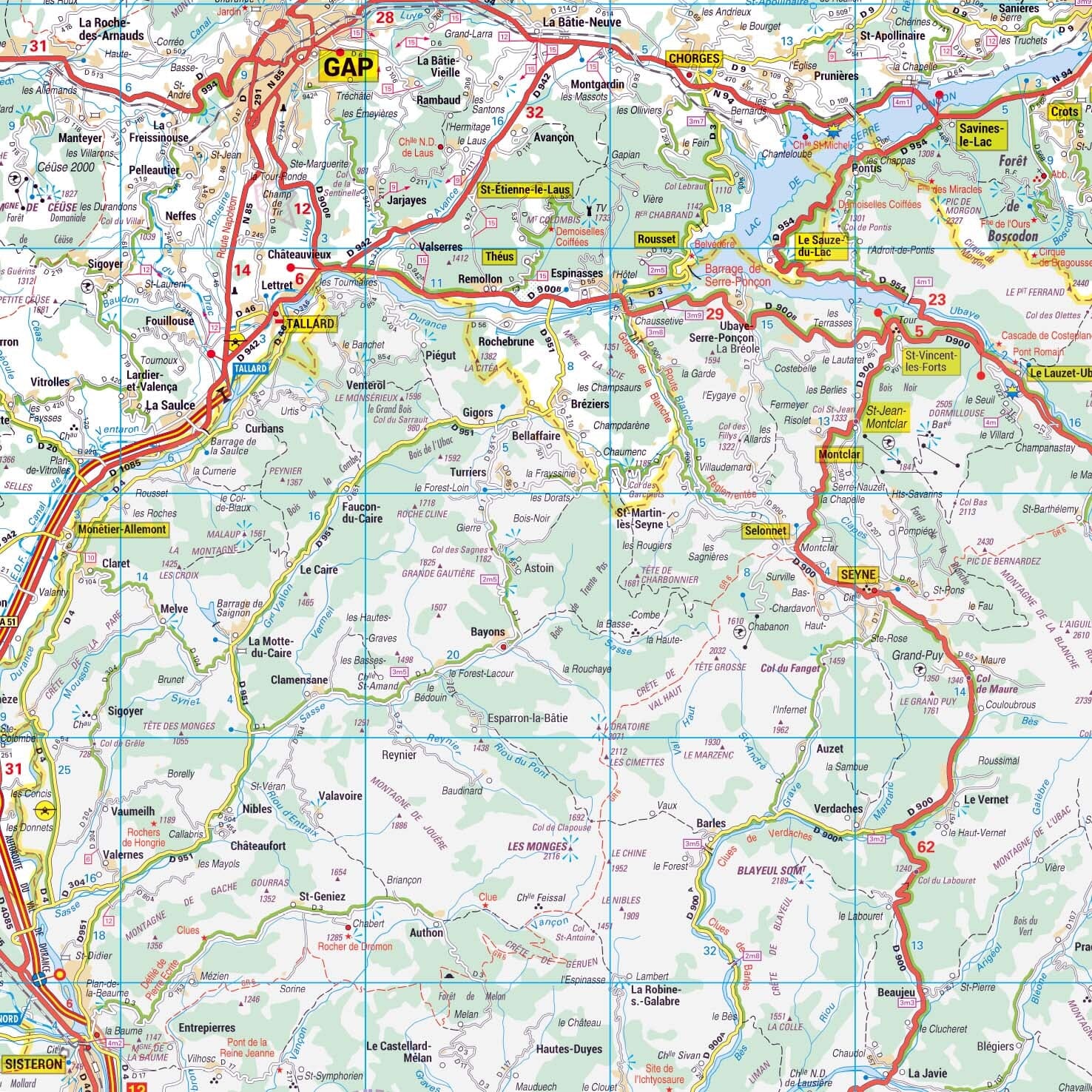 Poster - Hautes-Alpes (119 x 85 cm) | Blay Foldex carte murale roulée (en tube) Blay Foldex