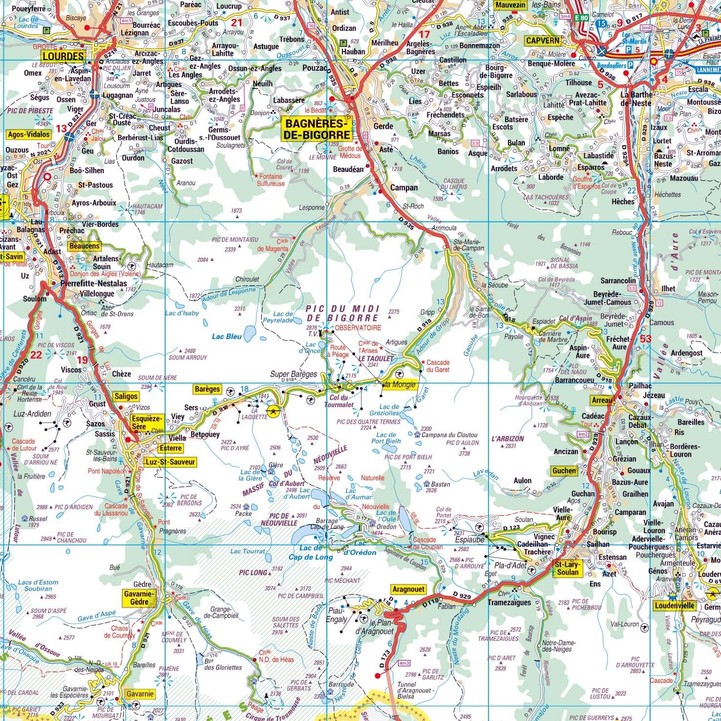 Poster - Hautes-Pyrénées (119 x 85 cm) | Blay Foldex carte murale roulée (en tube) Blay Foldex