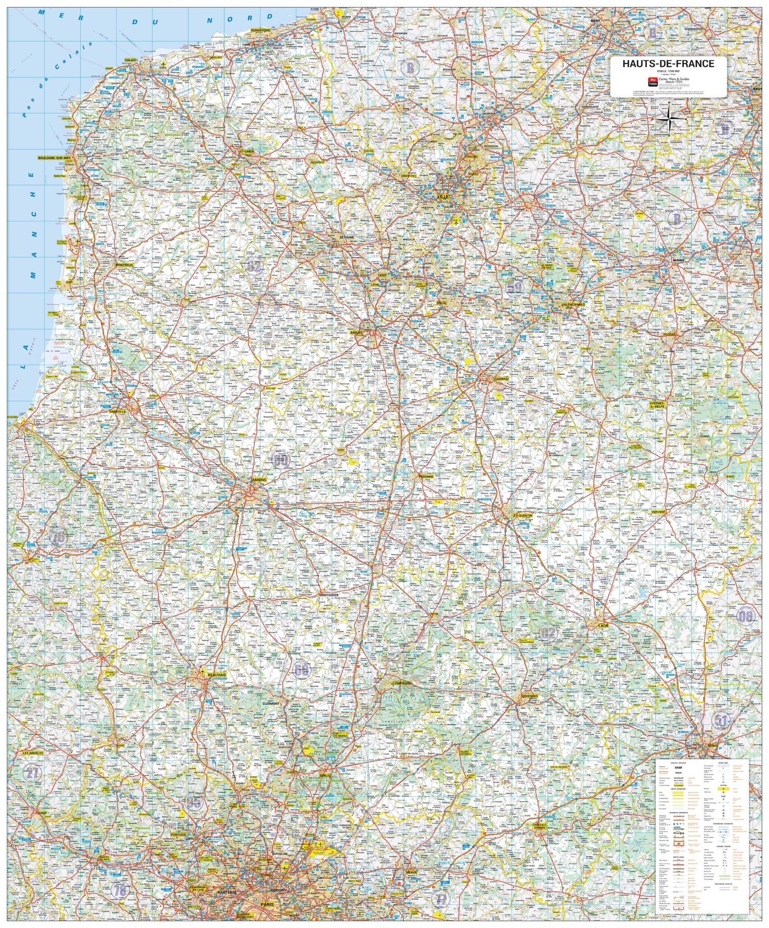 Poster - Hauts-de-France (129 × 107 cm) | Blay Foldex carte murale roulée (en tube) Blay Foldex