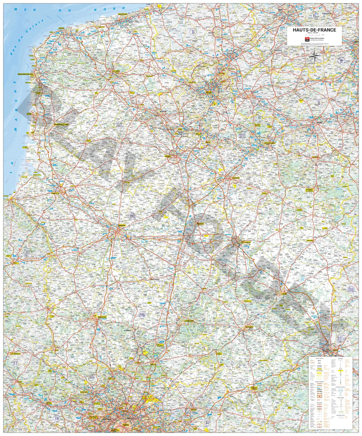 Poster - Hauts-de-France (129 × 107 cm) | Blay Foldex carte murale roulée (en tube) Blay Foldex