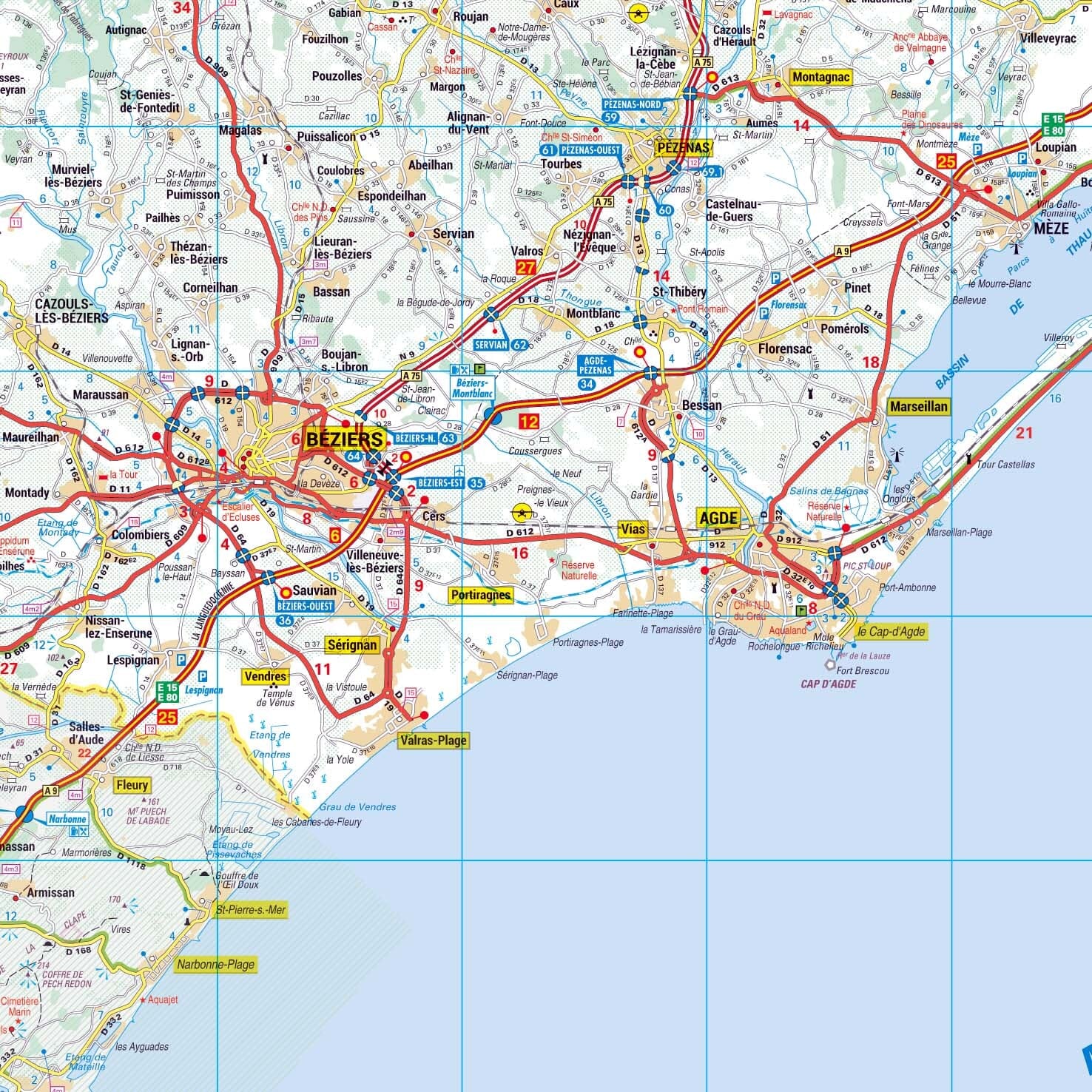 Poster - Hérault (119 x 85 cm) | Blay Foldex carte murale roulée (en tube) Blay Foldex