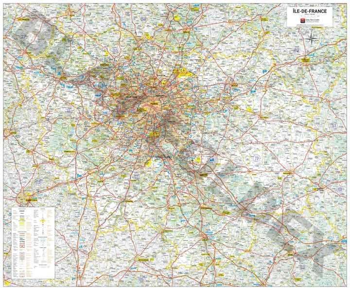Poster - Île-de-France (87 × 105 cm) | Blay Foldex carte murale roulée (en tube) Blay Foldex