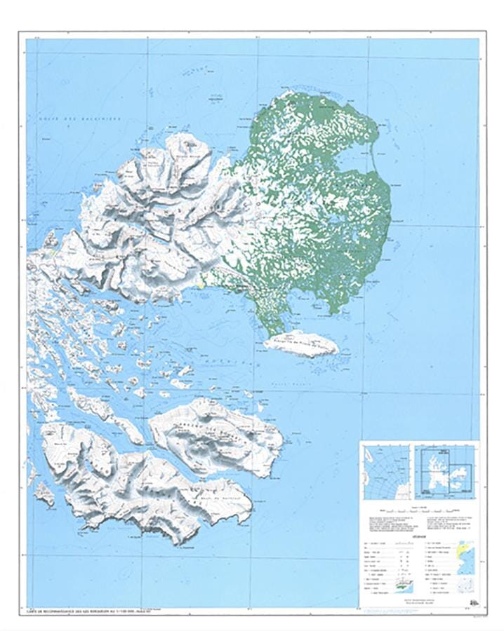 Poster - Iles Kerguelen Est | IGN carte murale petit tube IGN 