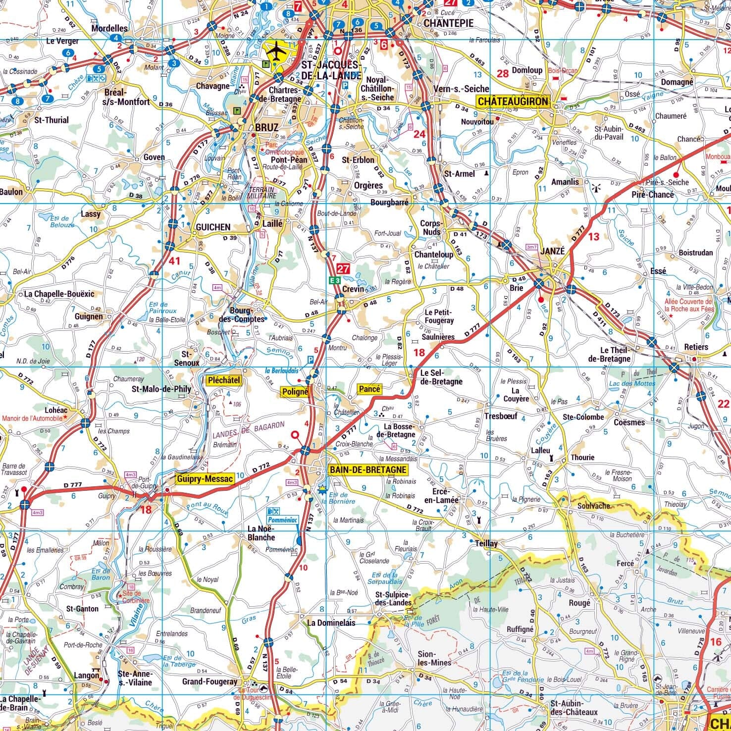 Poster - Ille-et-Vilaine (119 x 85 cm) | Blay Foldex carte murale roulée (en tube) Blay Foldex