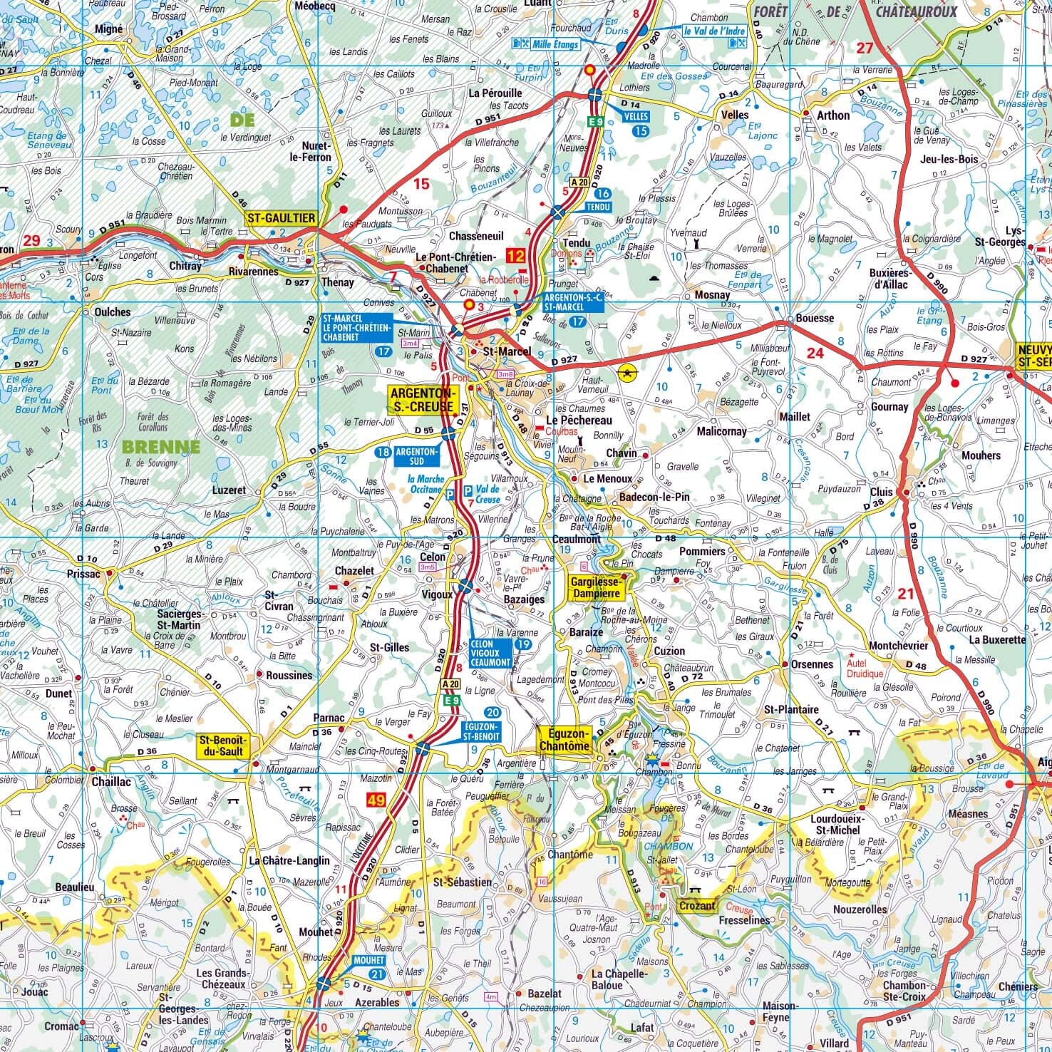 Poster - Indre (119 x 85 cm) | Blay Foldex carte murale roulée (en tube) Blay Foldex