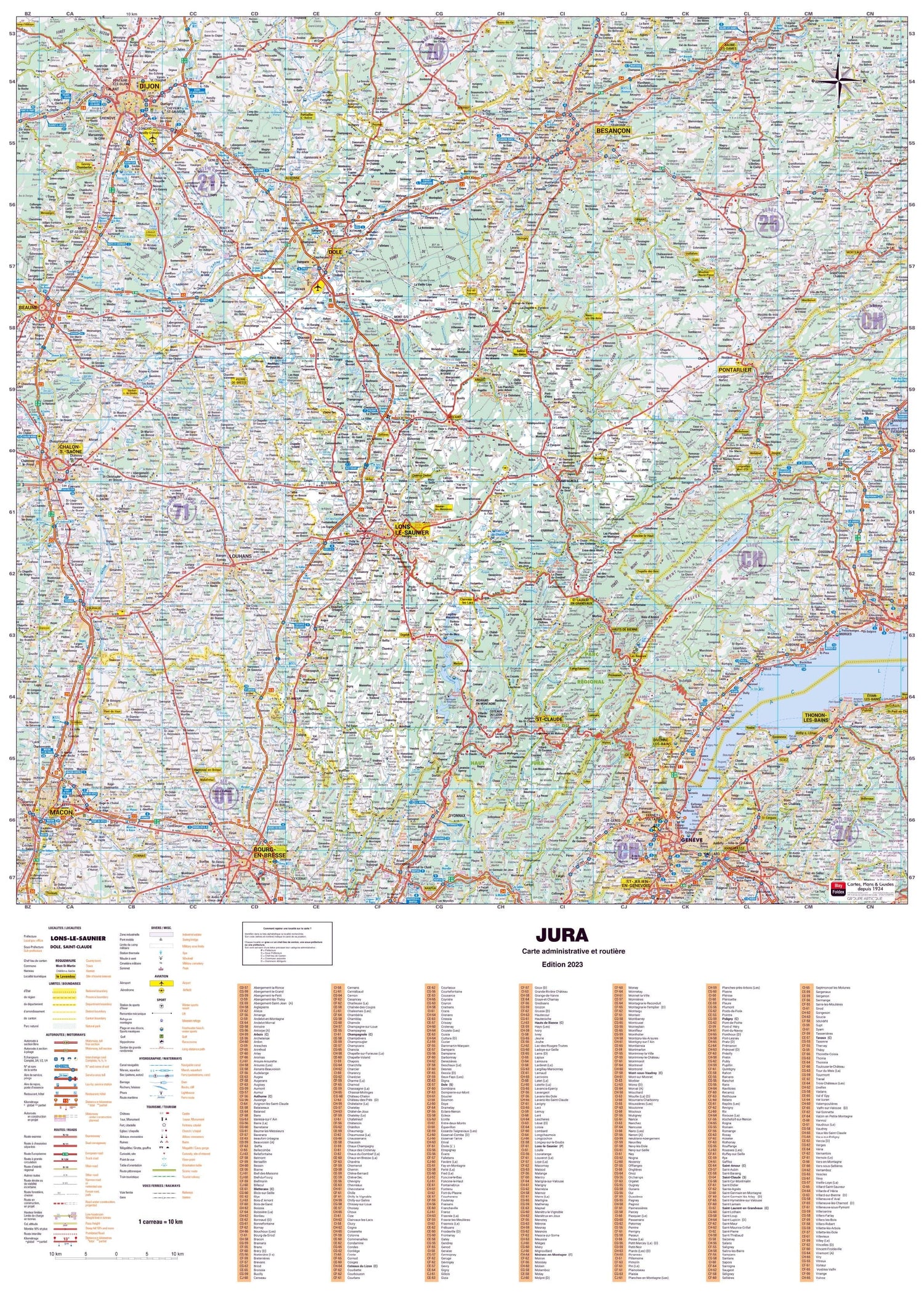 Poster - Jura (119 x 85 cm) | Blay Foldex carte murale roulée (en tube) Blay Foldex