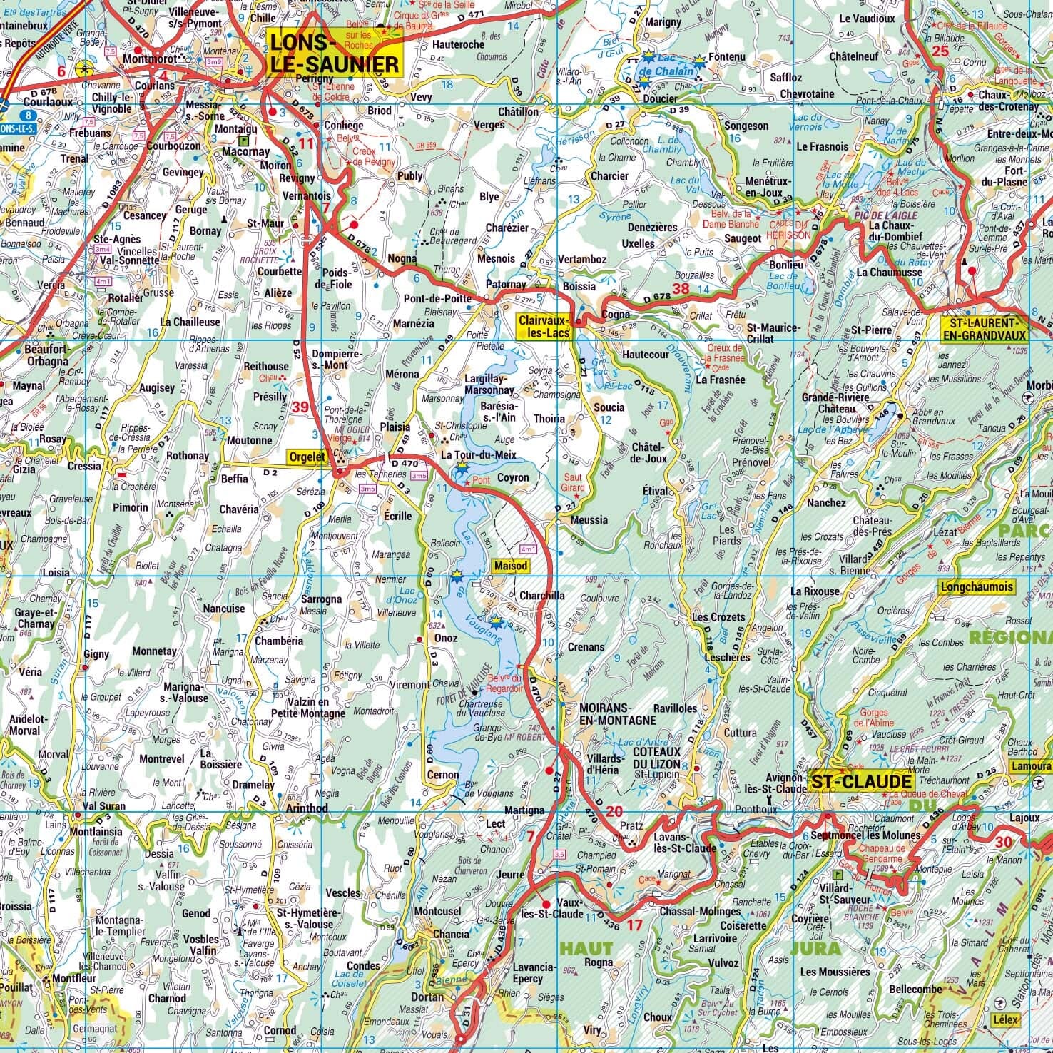 Poster - Jura (119 x 85 cm) | Blay Foldex carte murale roulée (en tube) Blay Foldex