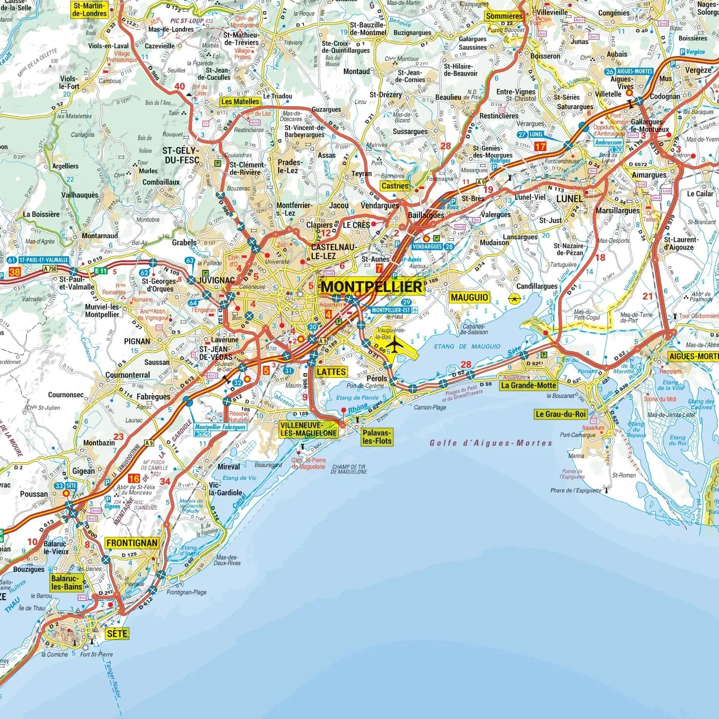 Poster - Languedoc-Roussillon (151 × 131 cm) | Blay Foldex carte murale roulée (en tube) Blay Foldex