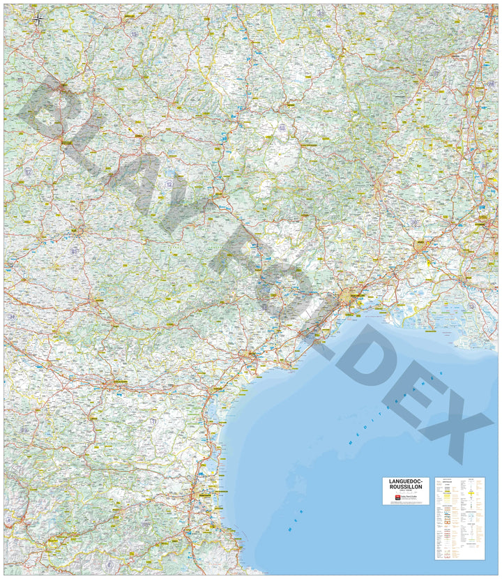 Poster - Languedoc-Roussillon (151 × 131 cm) | Blay Foldex carte murale roulée (en tube) Blay Foldex