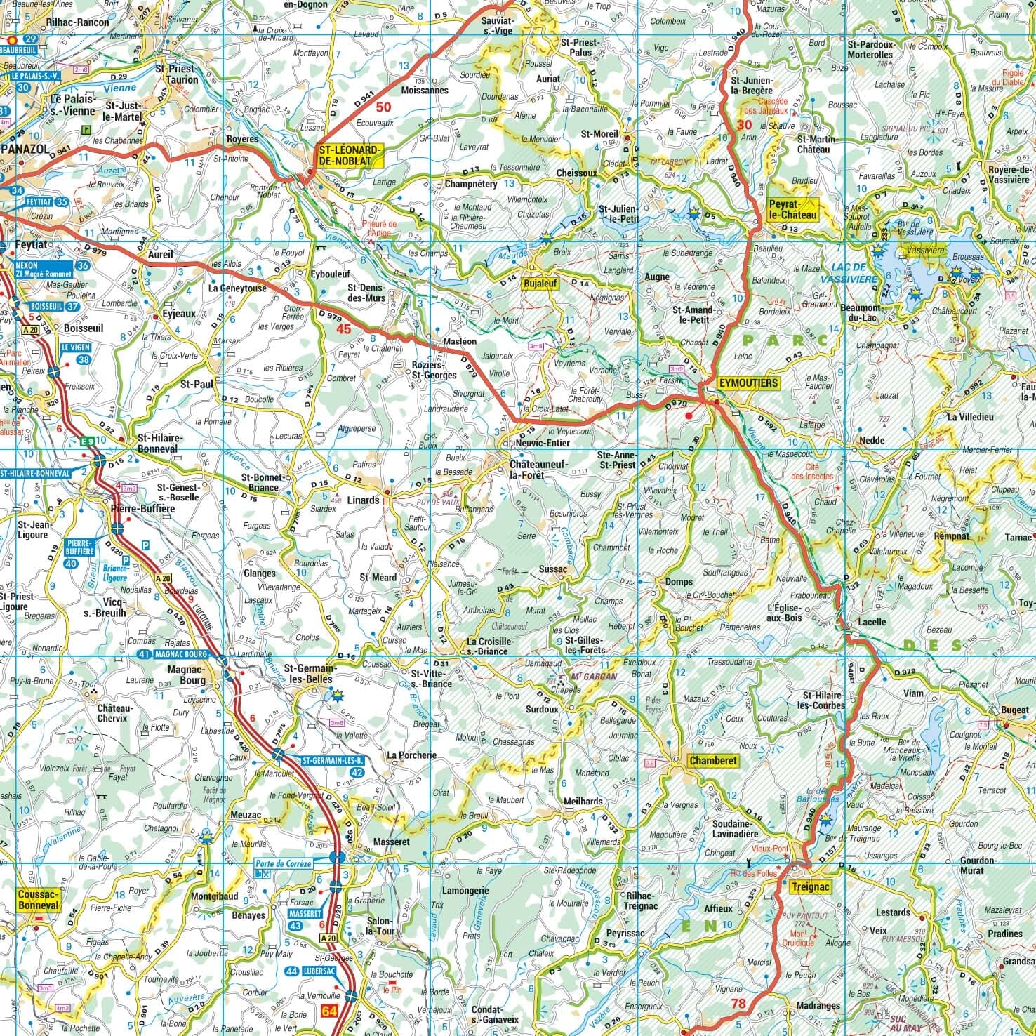 Poster - Limousin (81 × 90 cm) | Blay Foldex carte murale roulée (en tube) Blay Foldex