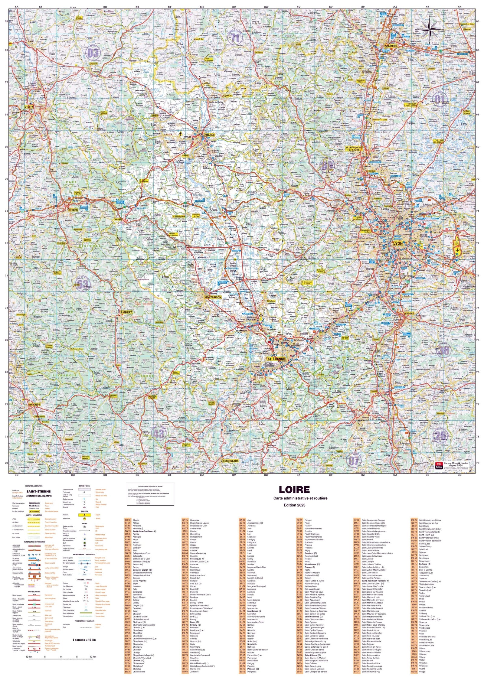 Poster - Loire (119 x 85 cm) | Blay Foldex carte murale roulée (en tube) Blay Foldex