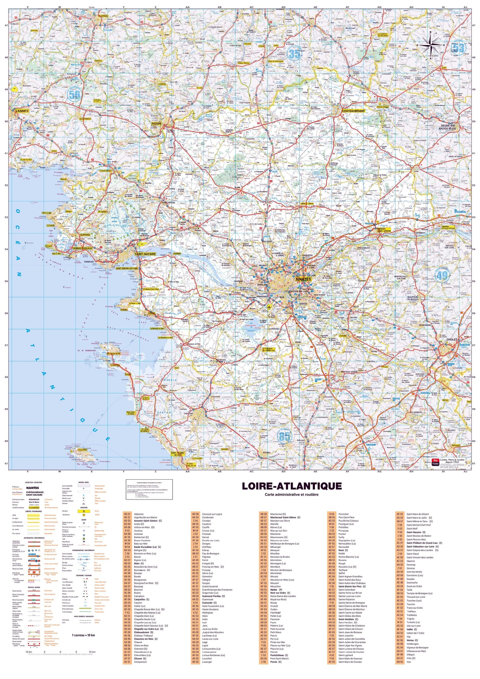 Poster - Loire-Atlantique (119 x 85 cm) | Blay Foldex carte murale roulée (en tube) Blay Foldex