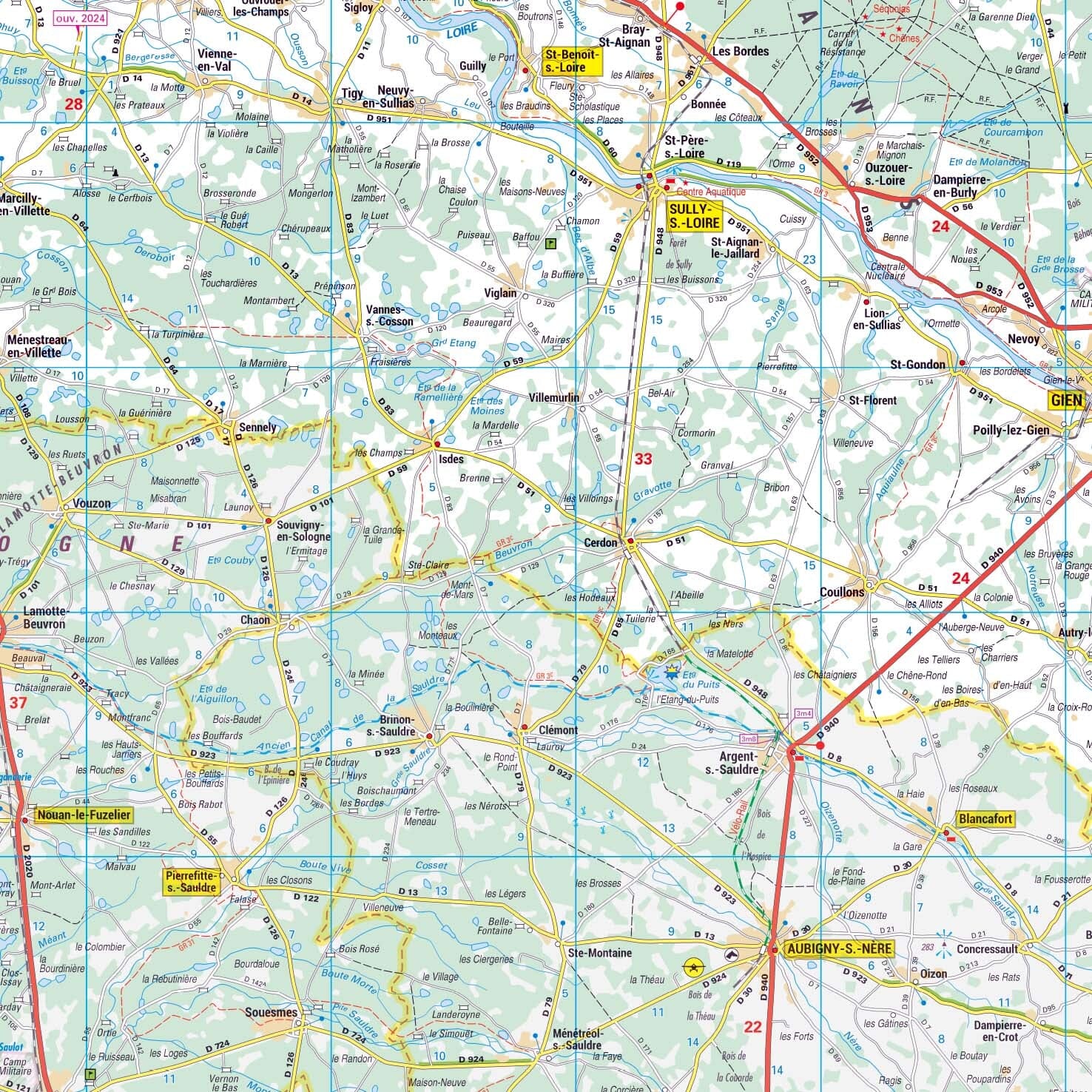 Poster - Loiret (119 x 85 cm) | Blay Foldex carte murale roulée (en tube) Blay Foldex