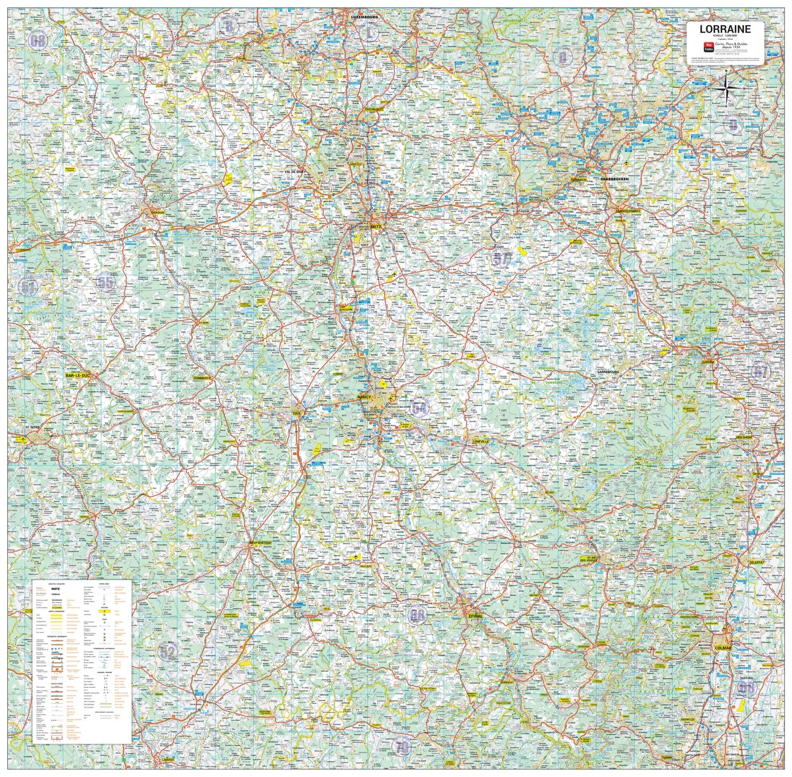Poster - Lorraine (104 × 102 cm) | Blay Foldex carte murale roulée (en tube) Blay Foldex
