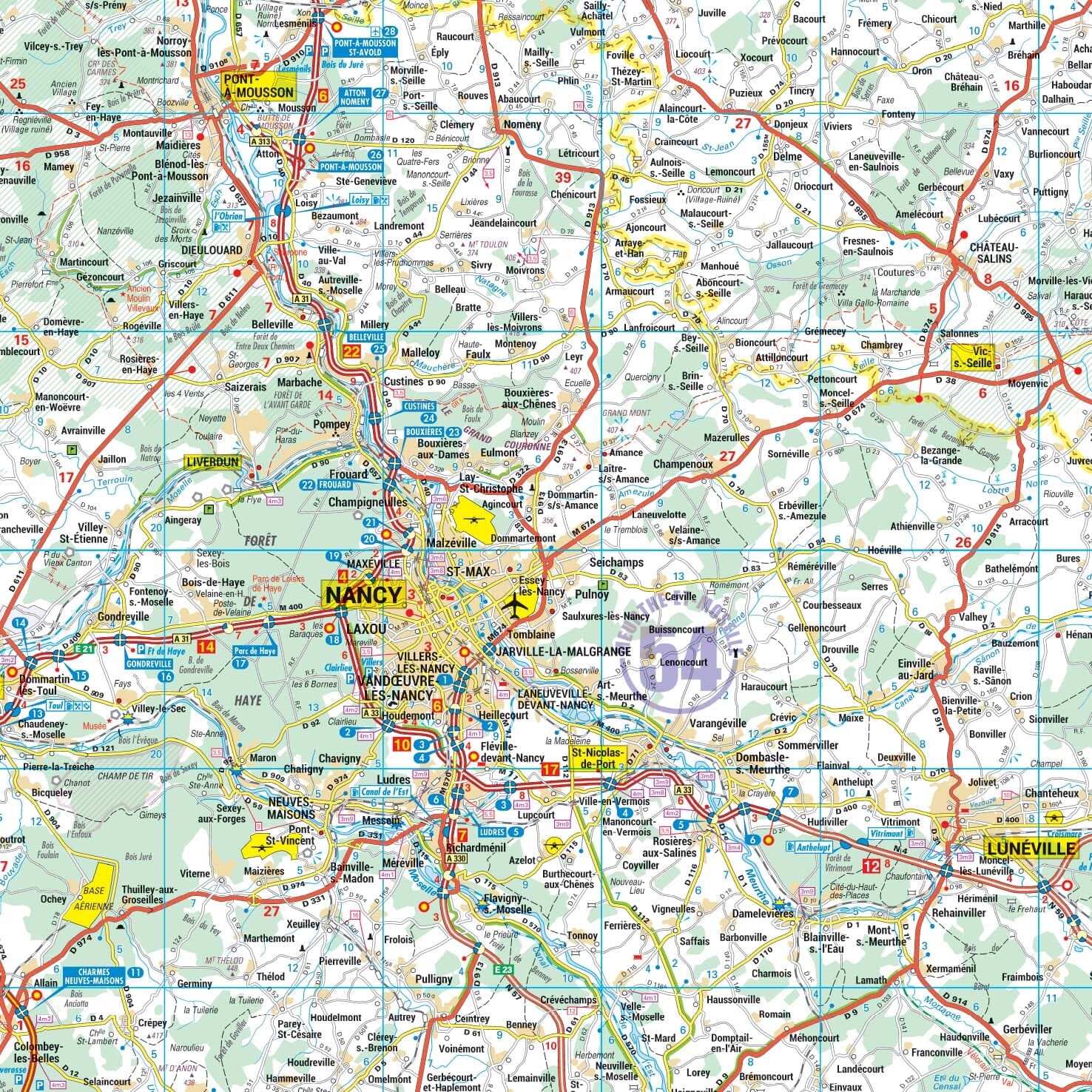 Poster - Lorraine (104 × 102 cm) | Blay Foldex carte murale roulée (en tube) Blay Foldex