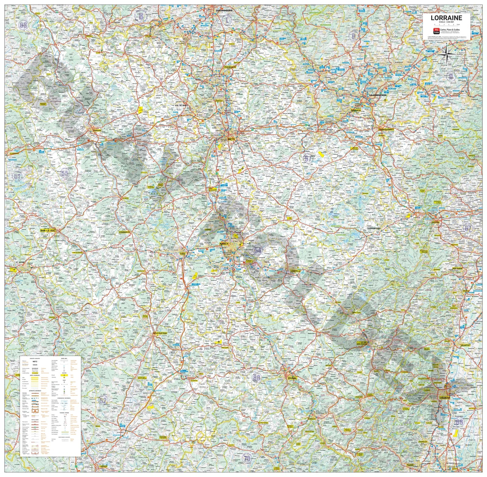 Poster - Lorraine (104 × 102 cm) | Blay Foldex carte murale roulée (en tube) Blay Foldex