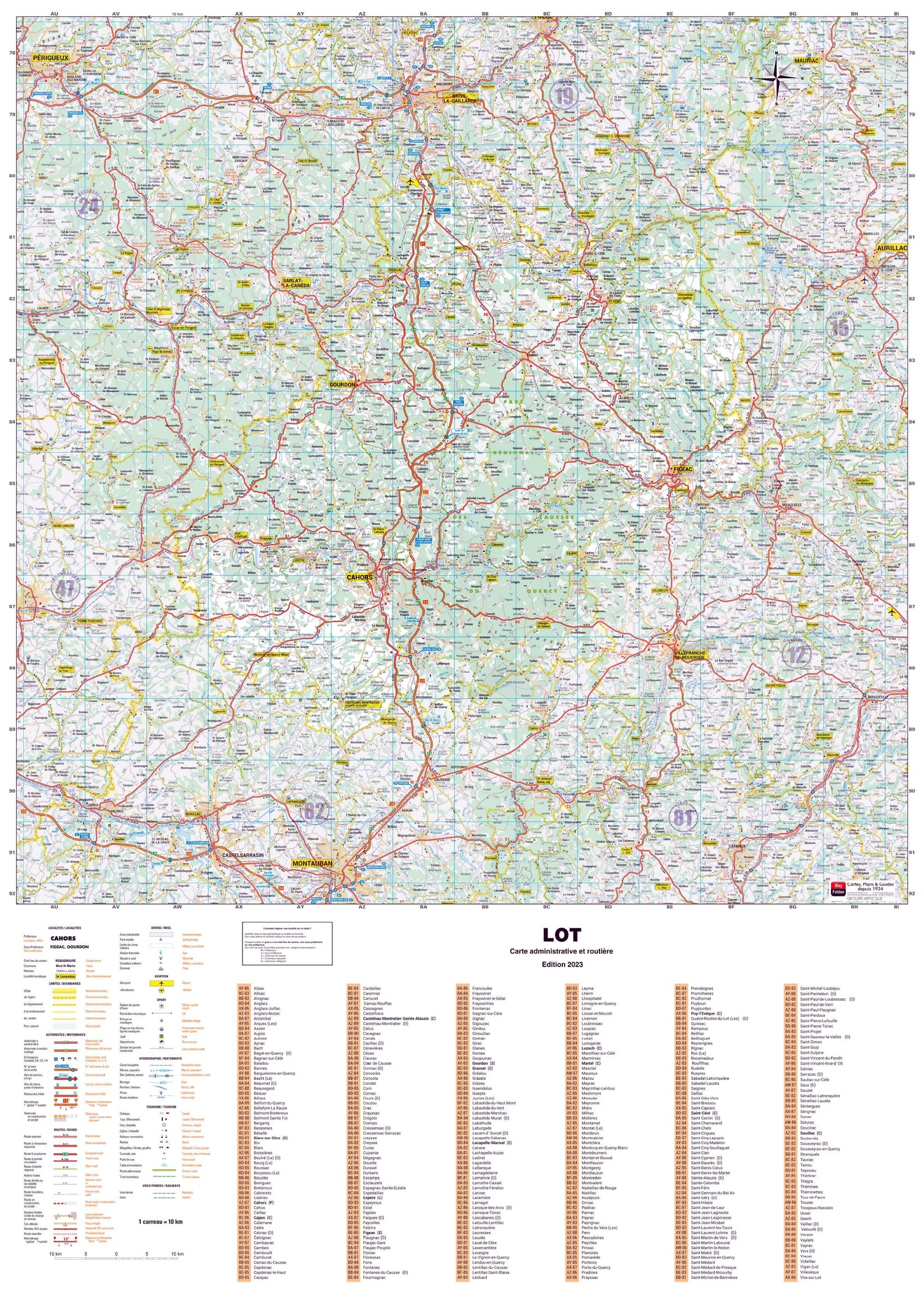 Poster - Lot (119 x 85 cm) | Blay Foldex carte murale roulée (en tube) Blay Foldex