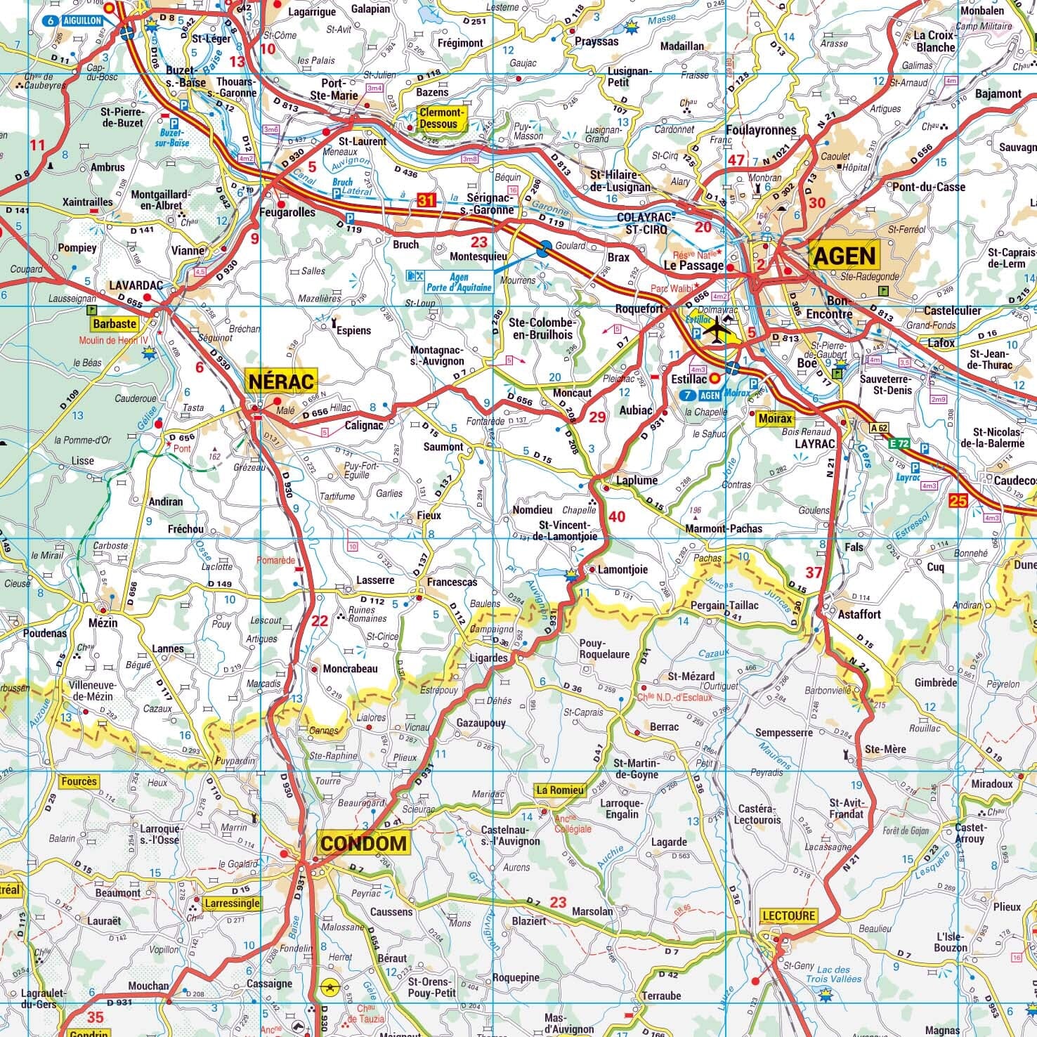 Poster - Lot-et-Garonne (119 x 85 cm) | Blay Foldex carte murale roulée (en tube) Blay Foldex