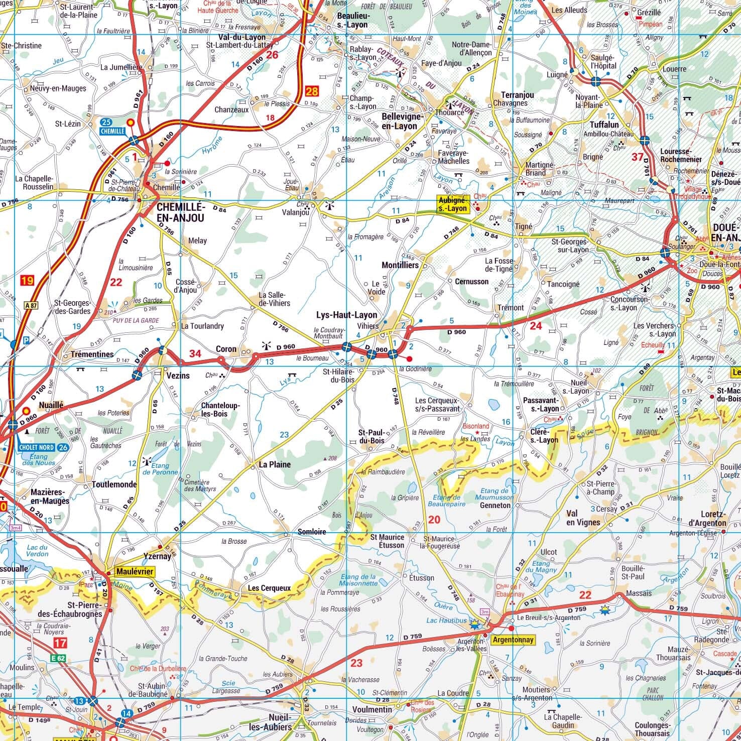 Poster - Maine-et-Loire (119 x 85 cm) | Blay Foldex carte murale roulée (en tube) Blay Foldex