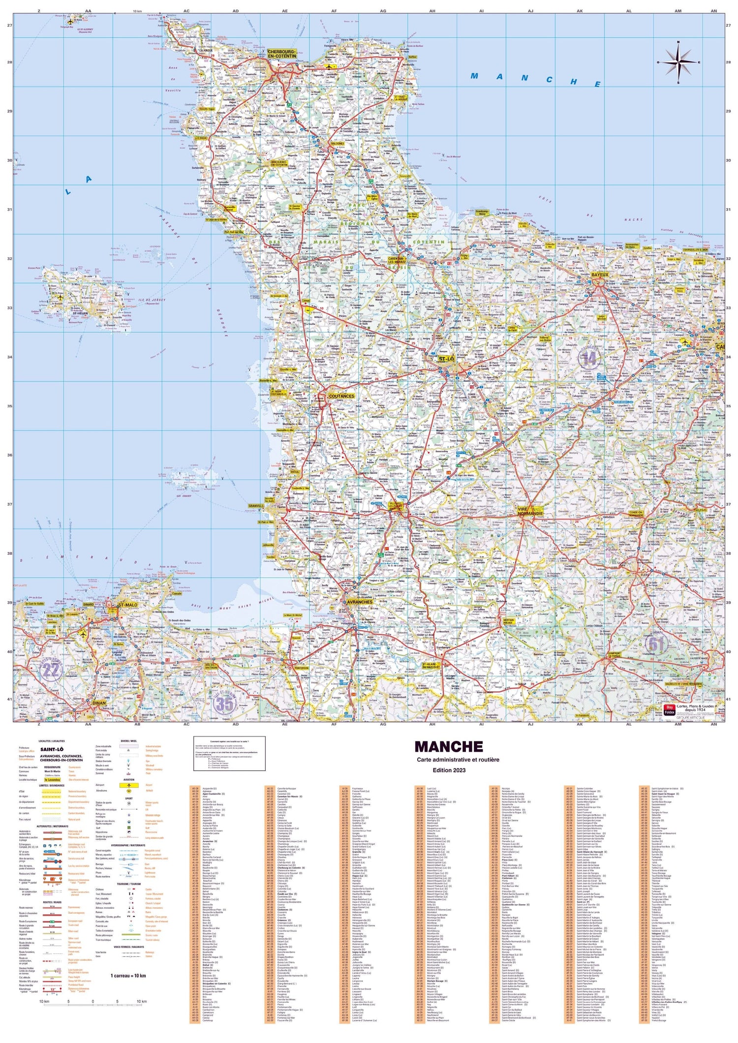 Poster - Manche (119 x 85 cm) | Blay Foldex carte murale roulée (en tube) Blay Foldex