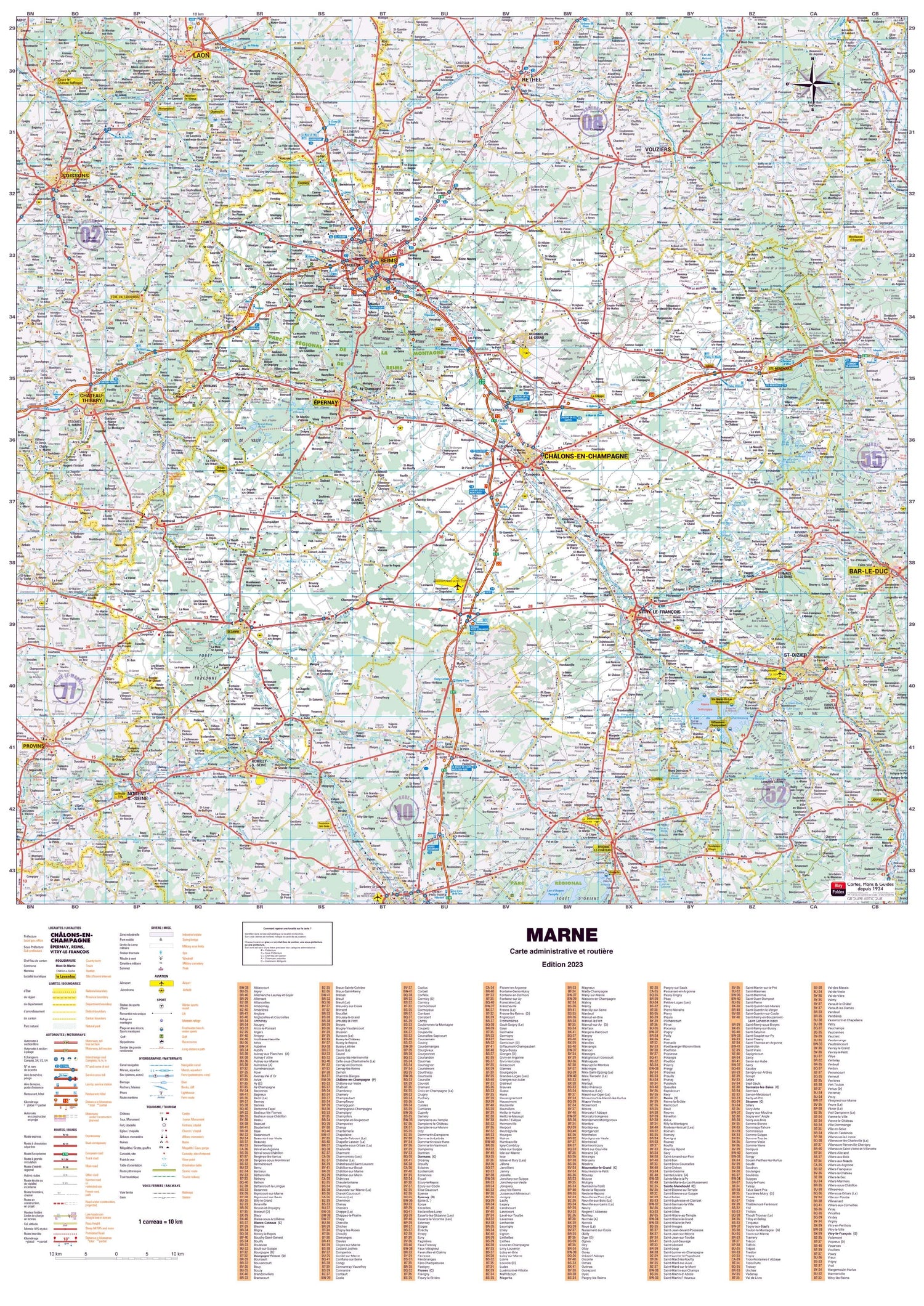 Poster - Marne (119 x 85 cm) | Blay Foldex carte murale roulée (en tube) Blay Foldex
