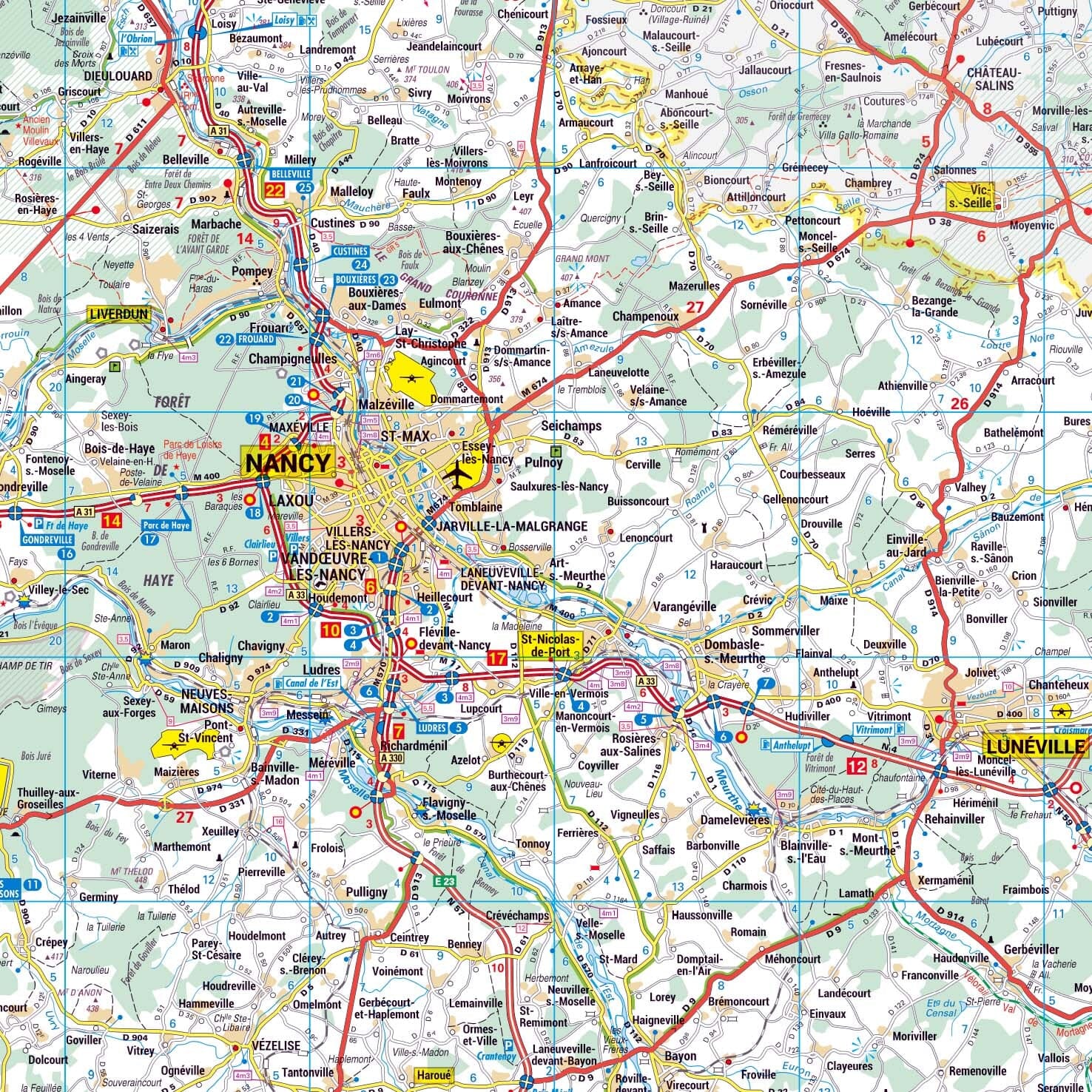 Poster - Meurthe-et-Moselle (119 x 85 cm) | Blay Foldex carte murale roulée (en tube) Blay Foldex