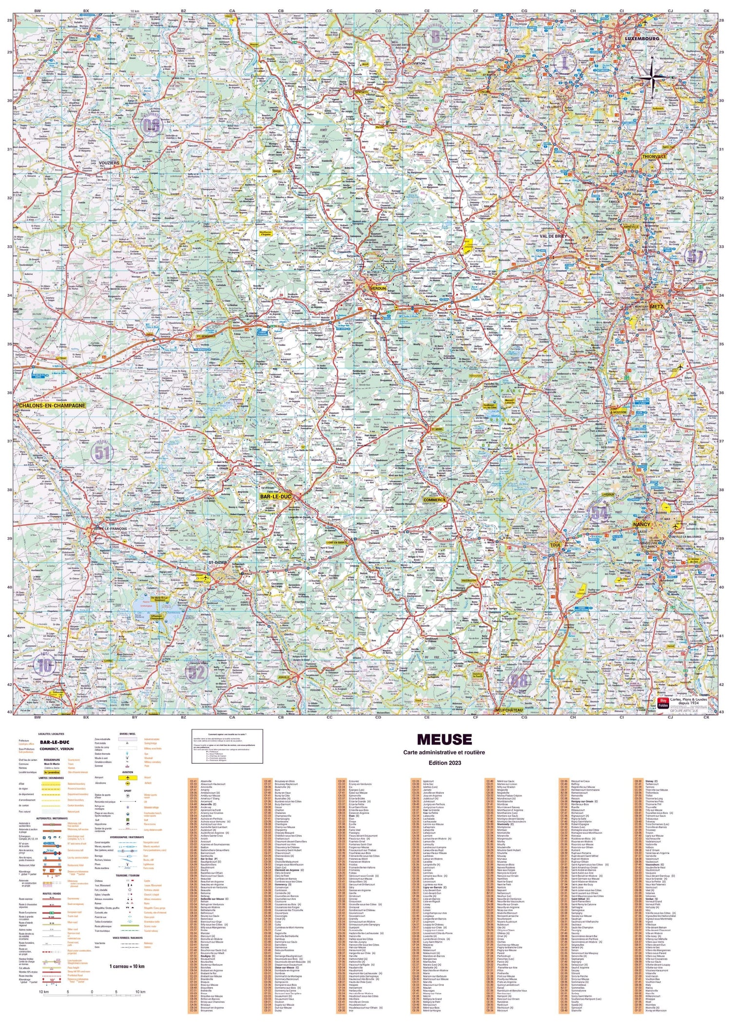 Poster - Meuse (119 x 85 cm) | Blay Foldex carte murale roulée (en tube) Blay Foldex