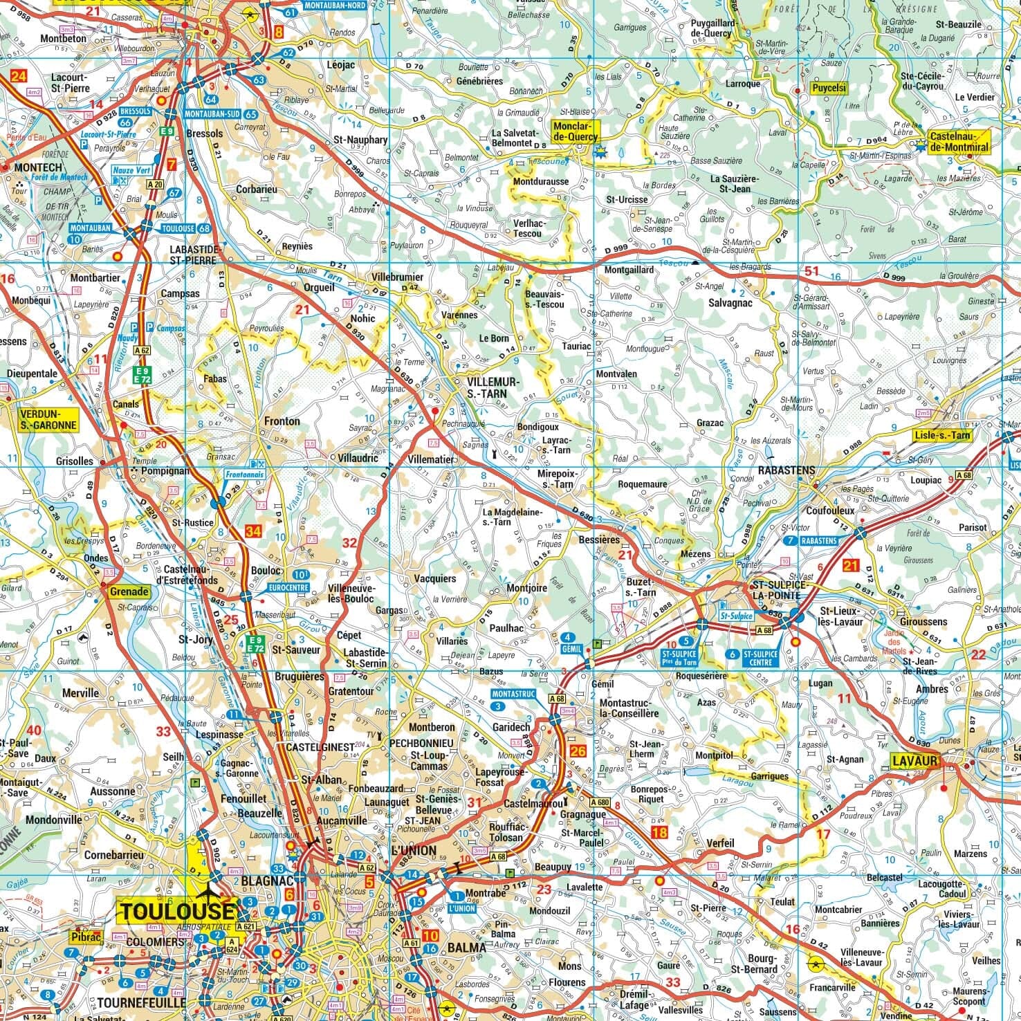 Poster - Midi-Pyrénées (158 × 142 cm) | Blay Foldex carte murale roulée (en tube) Blay Foldex