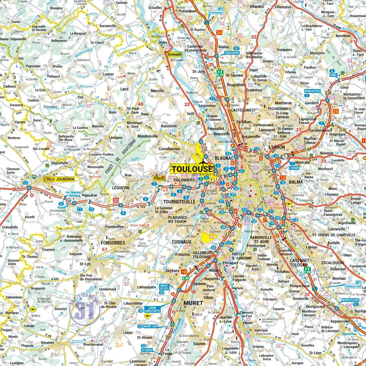 Poster - Midi-Pyrénées (158 × 142 cm) | Blay Foldex carte murale roulée (en tube) Blay Foldex