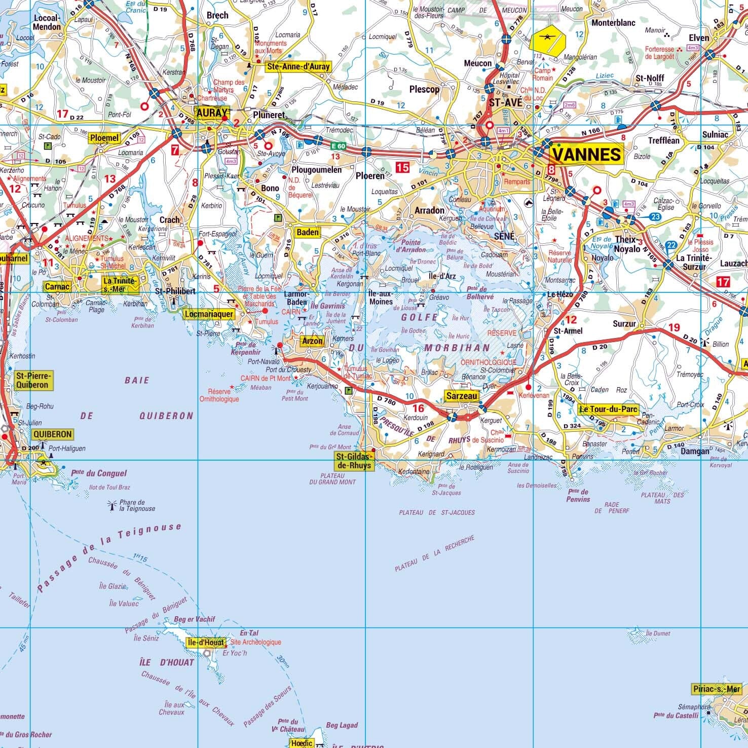 Poster - Morbihan (119 x 85 cm) | Blay Foldex carte murale roulée (en tube) Blay Foldex