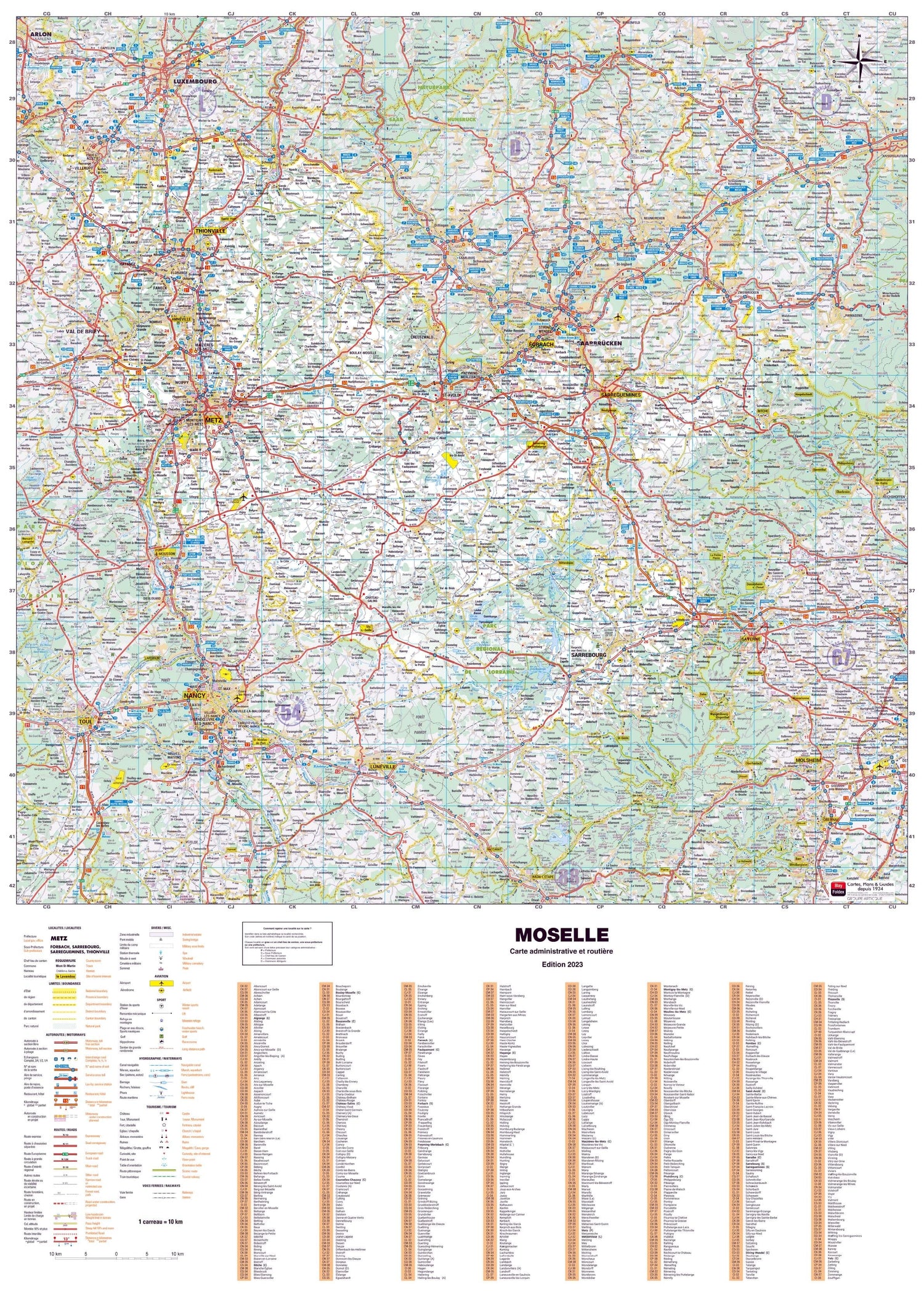 Poster - Moselle (119 x 85 cm) | Blay Foldex carte murale roulée (en tube) Blay Foldex