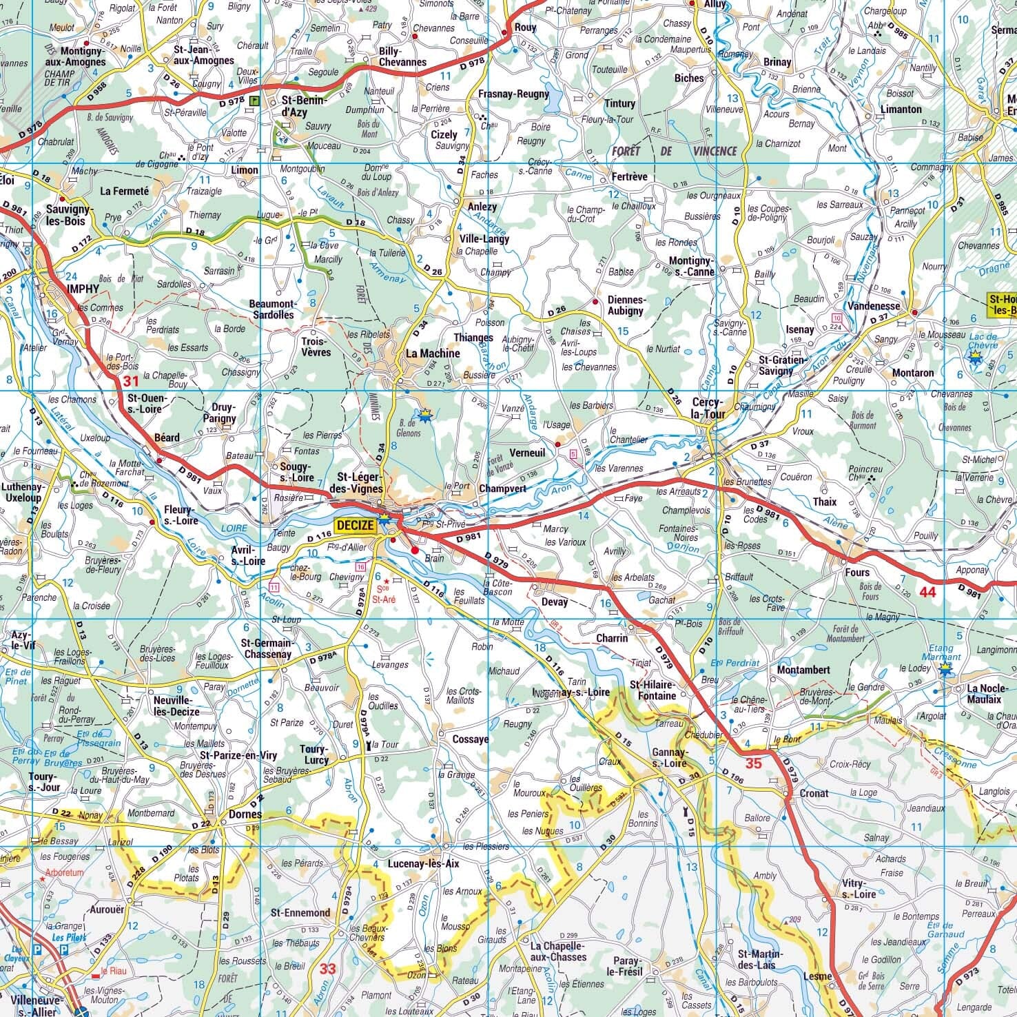 Poster - Nièvre (119 x 85 cm) | Blay Foldex carte murale roulée (en tube) Blay Foldex