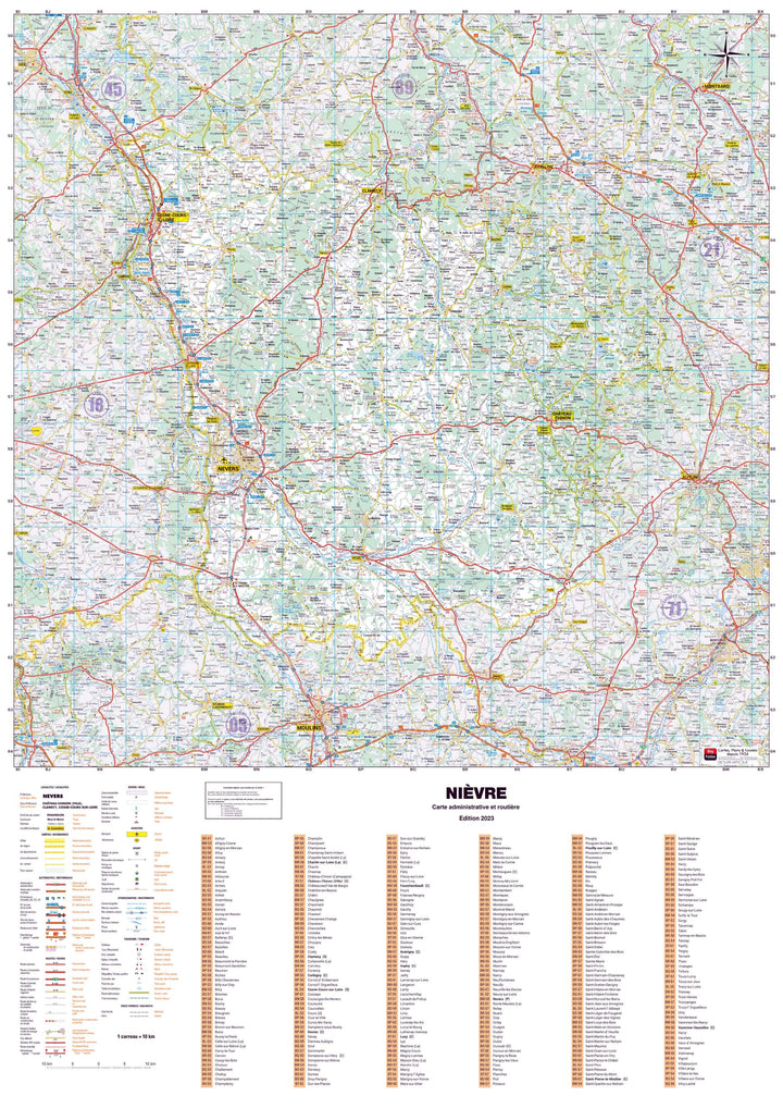 Poster - Nièvre (119 x 85 cm) | Blay Foldex carte murale hors dimensions Blay Foldex 