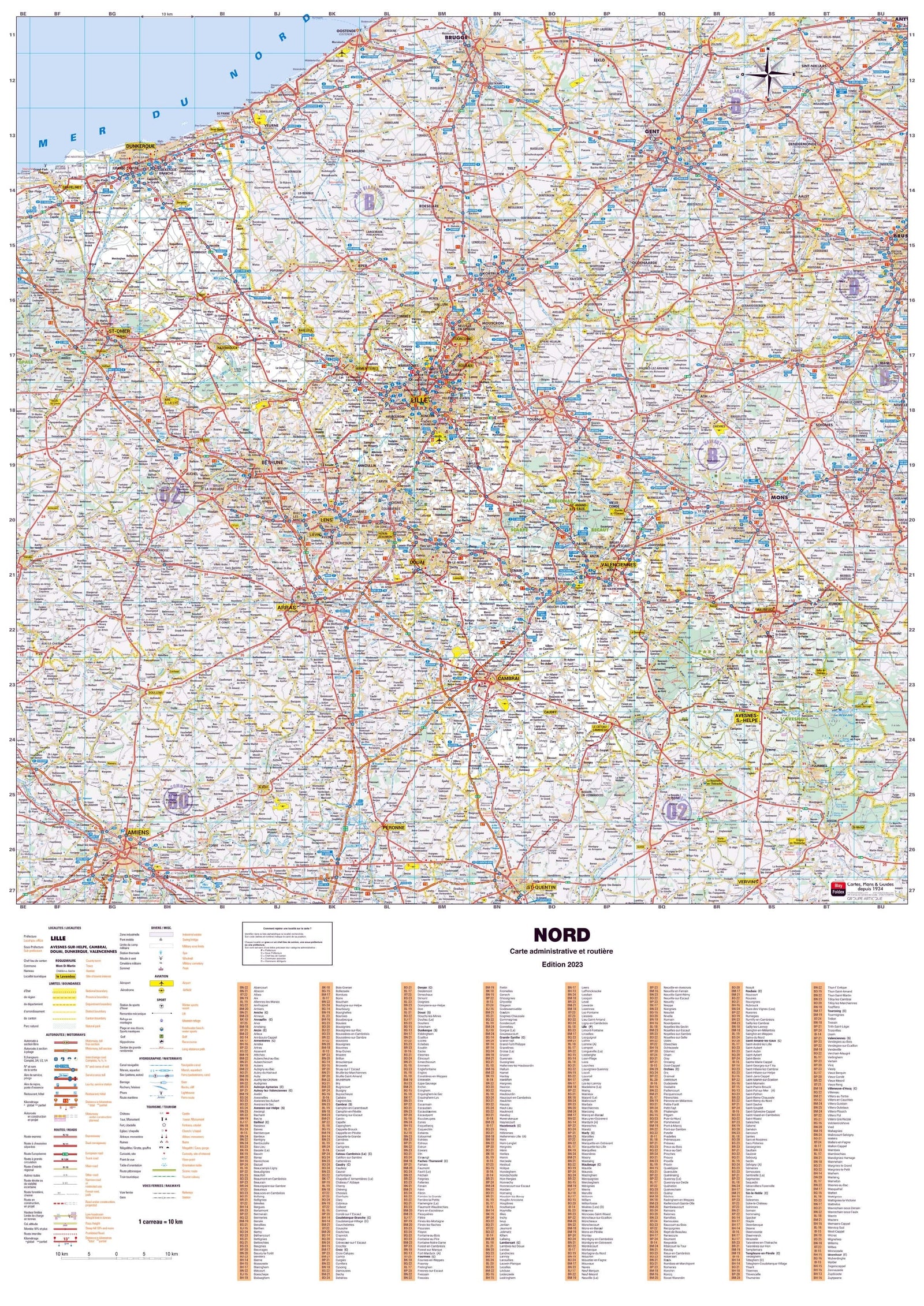 Poster - Nord (119 x 85 cm) | Blay Foldex carte murale roulée (en tube) Blay Foldex