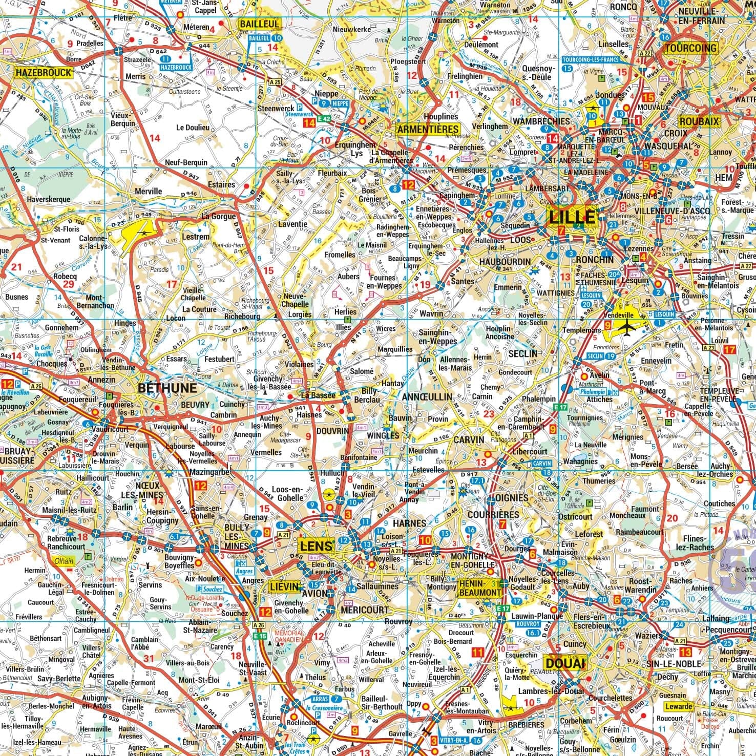 Poster - Nord-Pas-de-Calais (100 × 68 cm) | Blay Foldex carte murale roulée (en tube) Blay Foldex