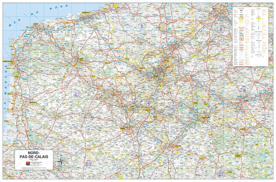 Poster - Nord-Pas-de-Calais (100 × 68 cm) | Blay Foldex carte murale hors dimensions Blay Foldex 