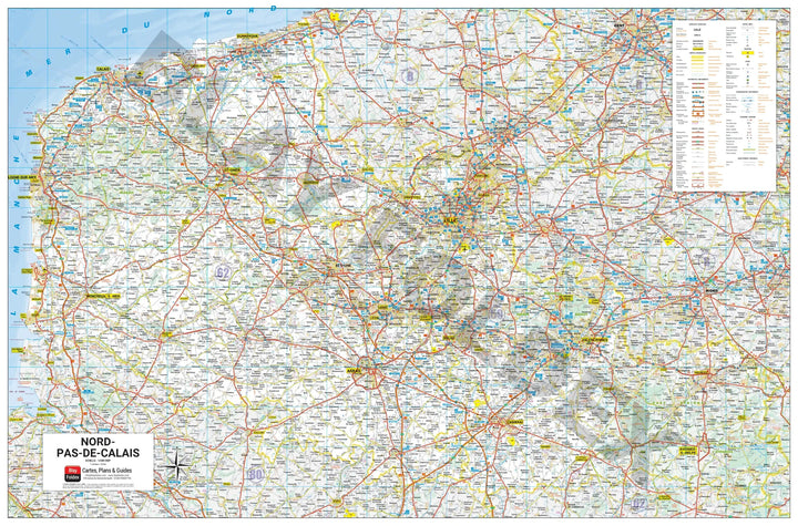 Poster - Nord-Pas-de-Calais (100 × 68 cm) | Blay Foldex carte murale roulée (en tube) Blay Foldex