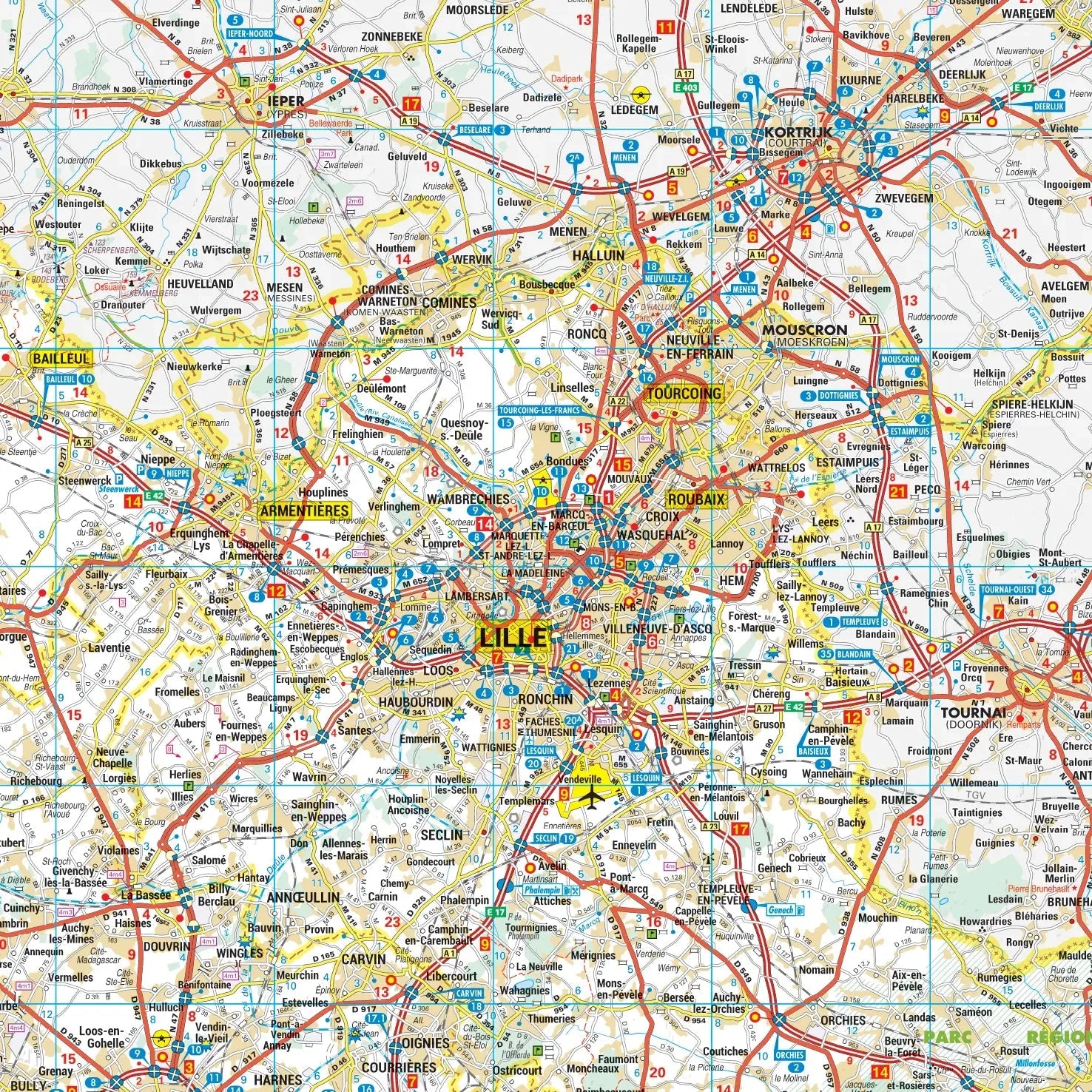 Poster - Nord-Pas-de-Calais (100 × 68 cm) | Blay Foldex carte murale roulée (en tube) Blay Foldex