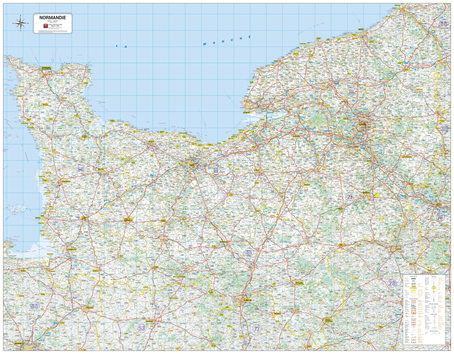 Poster - Normandie (140 × 109 cm) | Blay Foldex carte murale roulée (en tube) Blay Foldex